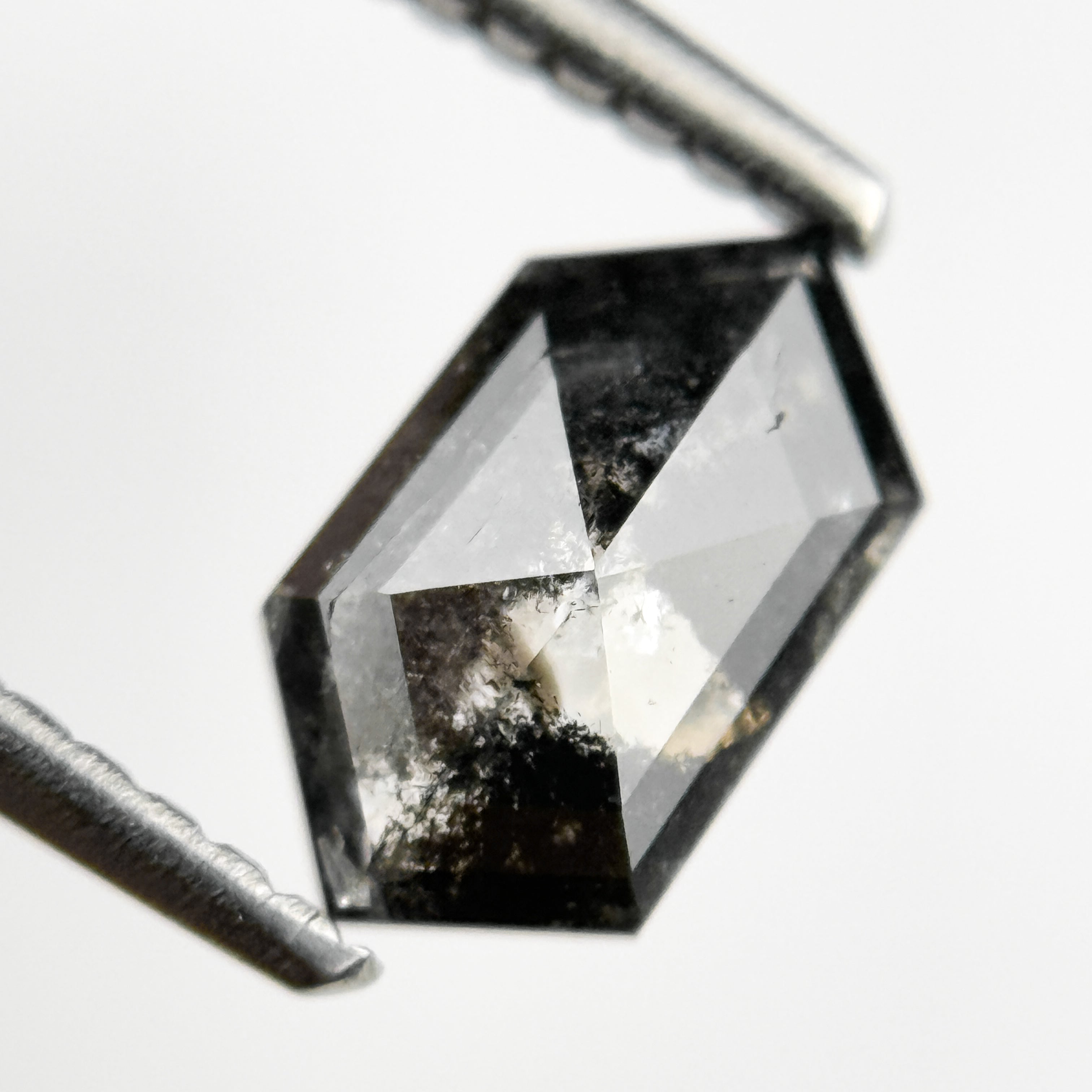 0.83 Ct Hexagon Rose Cut Grey Natural Salt and Pepper Diamond