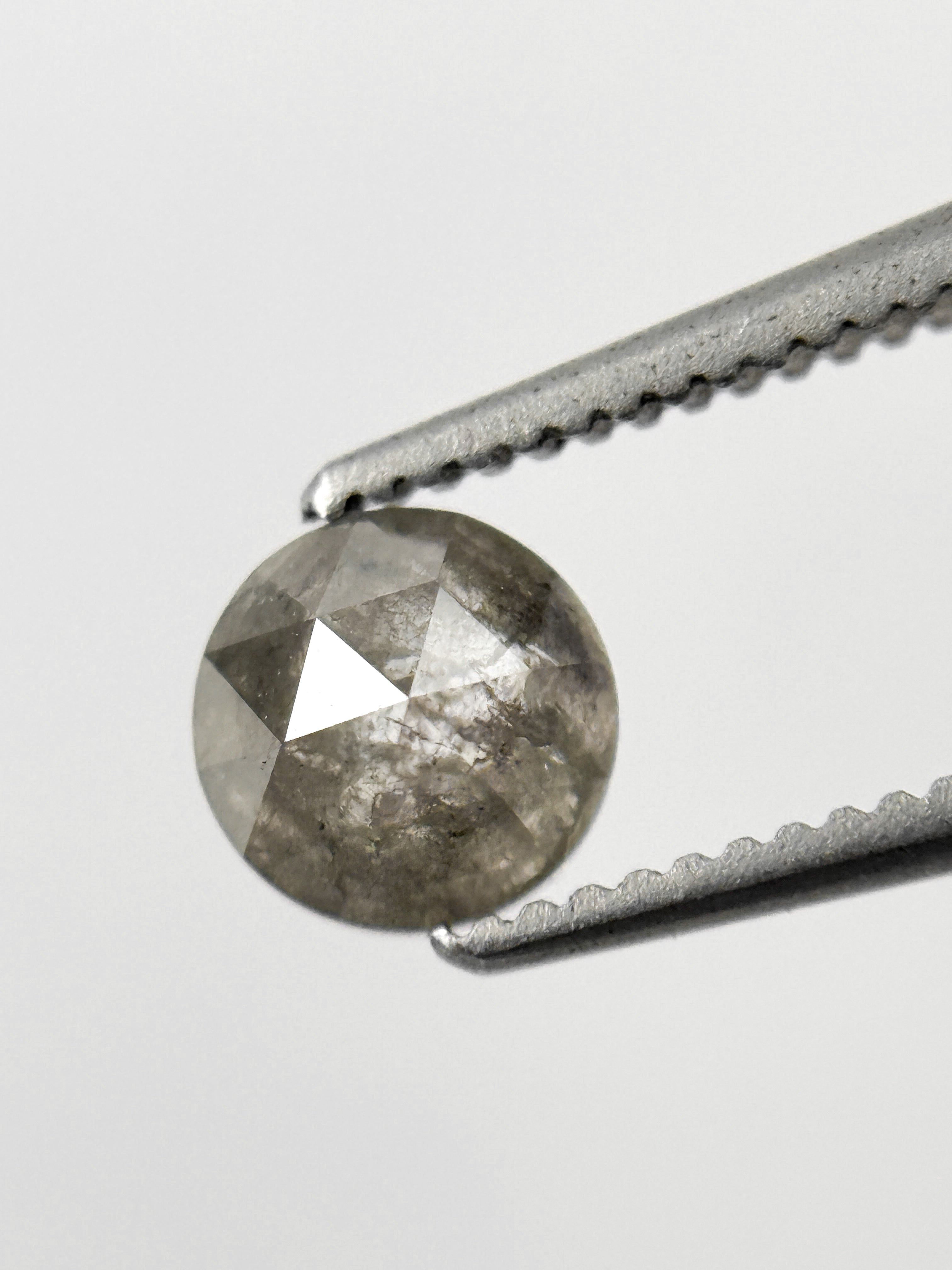 0.85 Ct Round Rose Cut Grey Natural Fancy Diamond