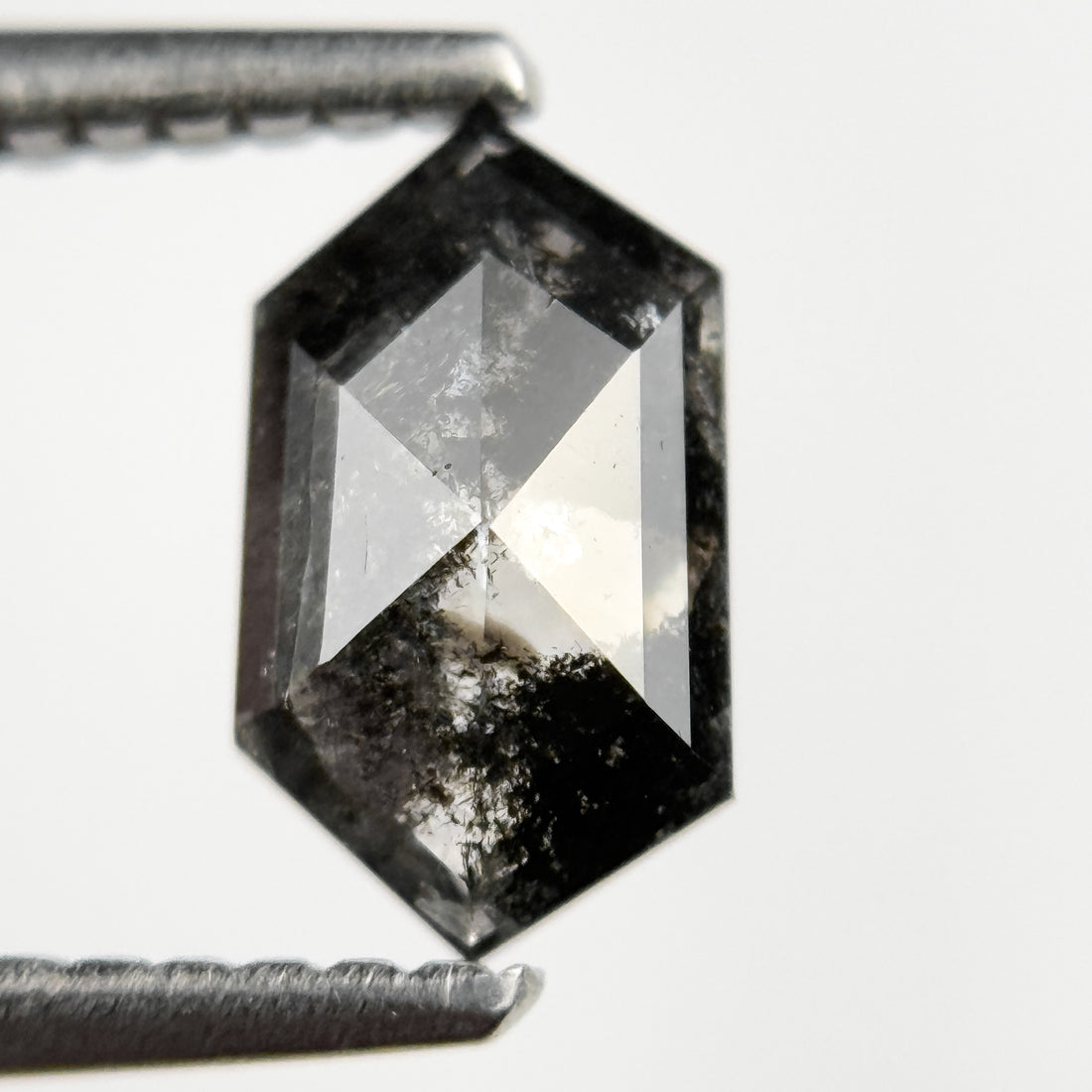 0.83 Ct Hexagon Rose Cut Grey Natural Salt and Pepper Diamond