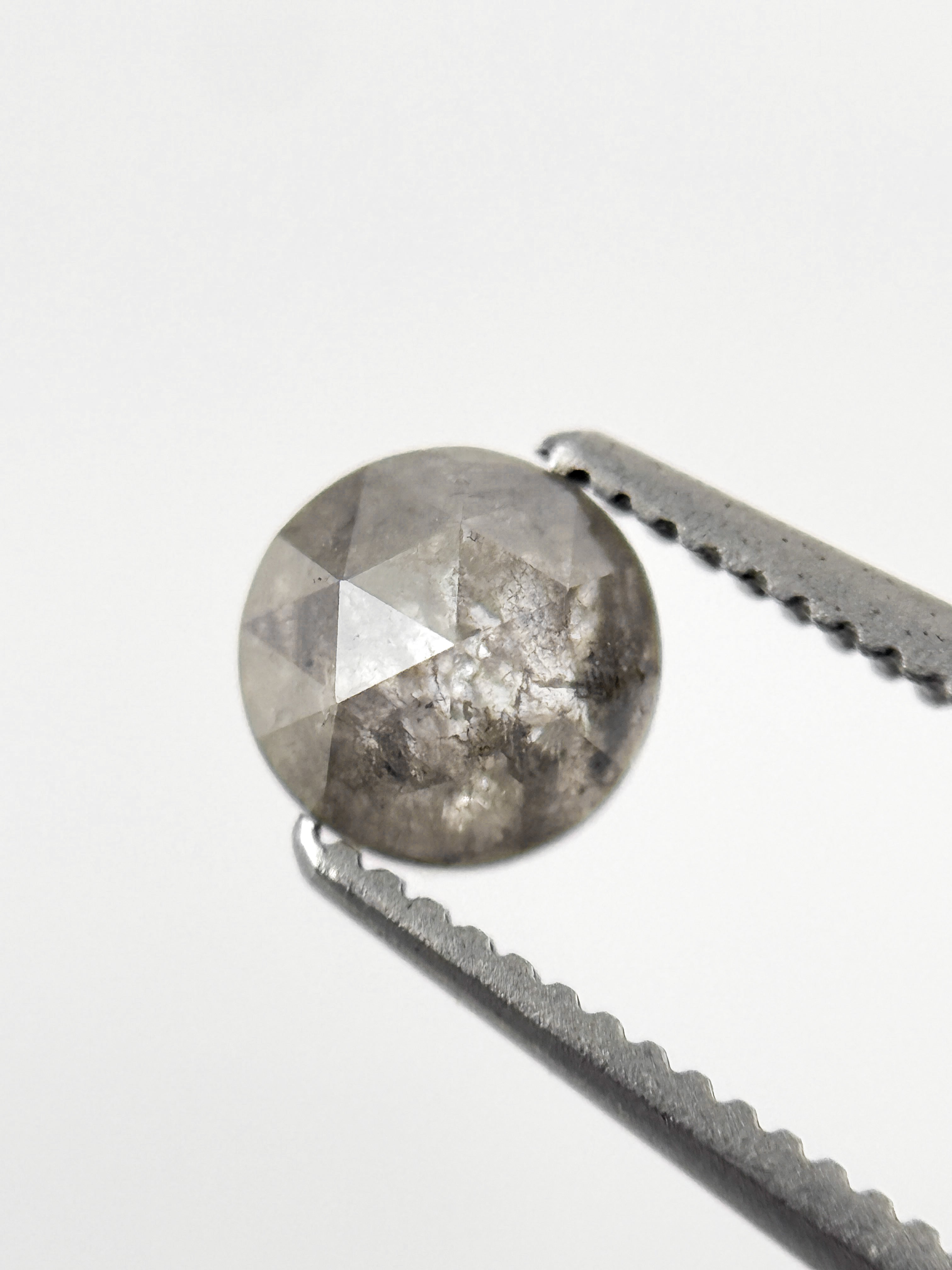 0.85 Ct Round Rose Cut Grey Natural Fancy Diamond