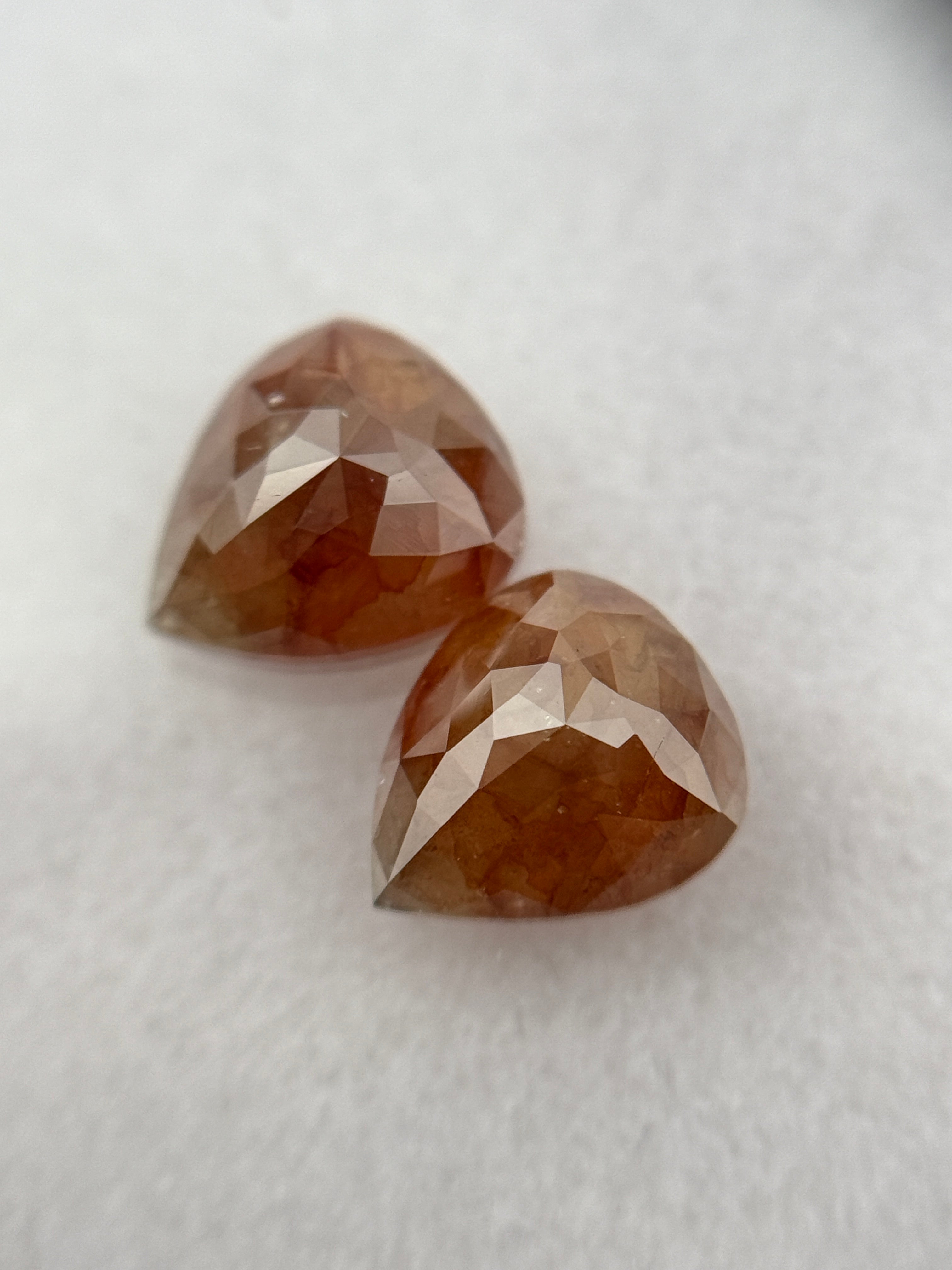 1.76 Ct Pear Rose Cut Red Natural Fancy Diamond Pair