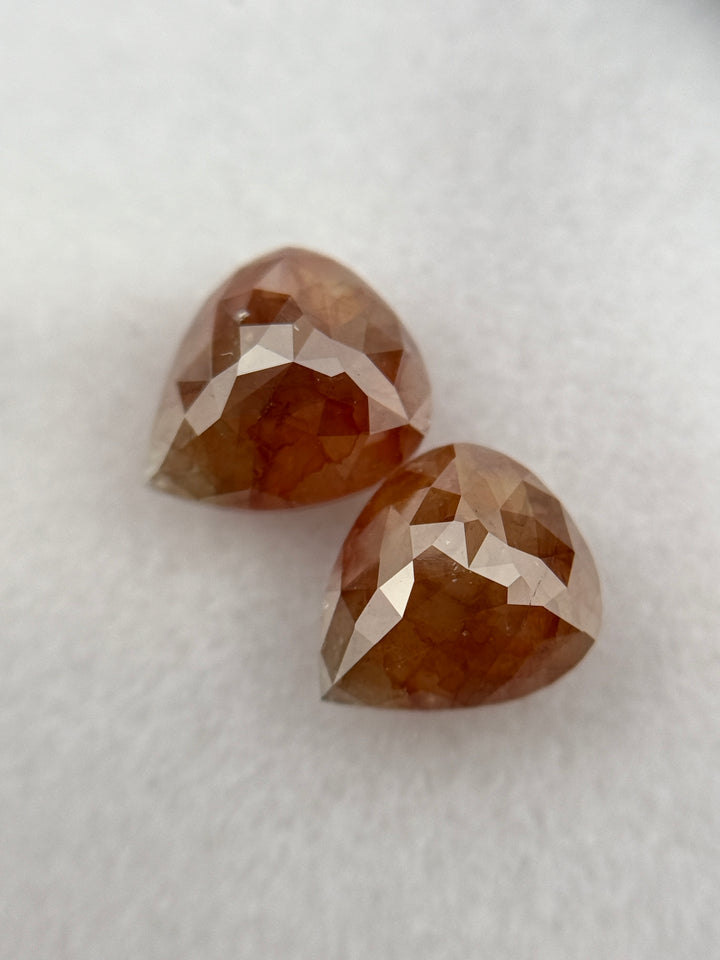 1.76 Ct Pear Rose Cut Red Natural Fancy Diamond Pair