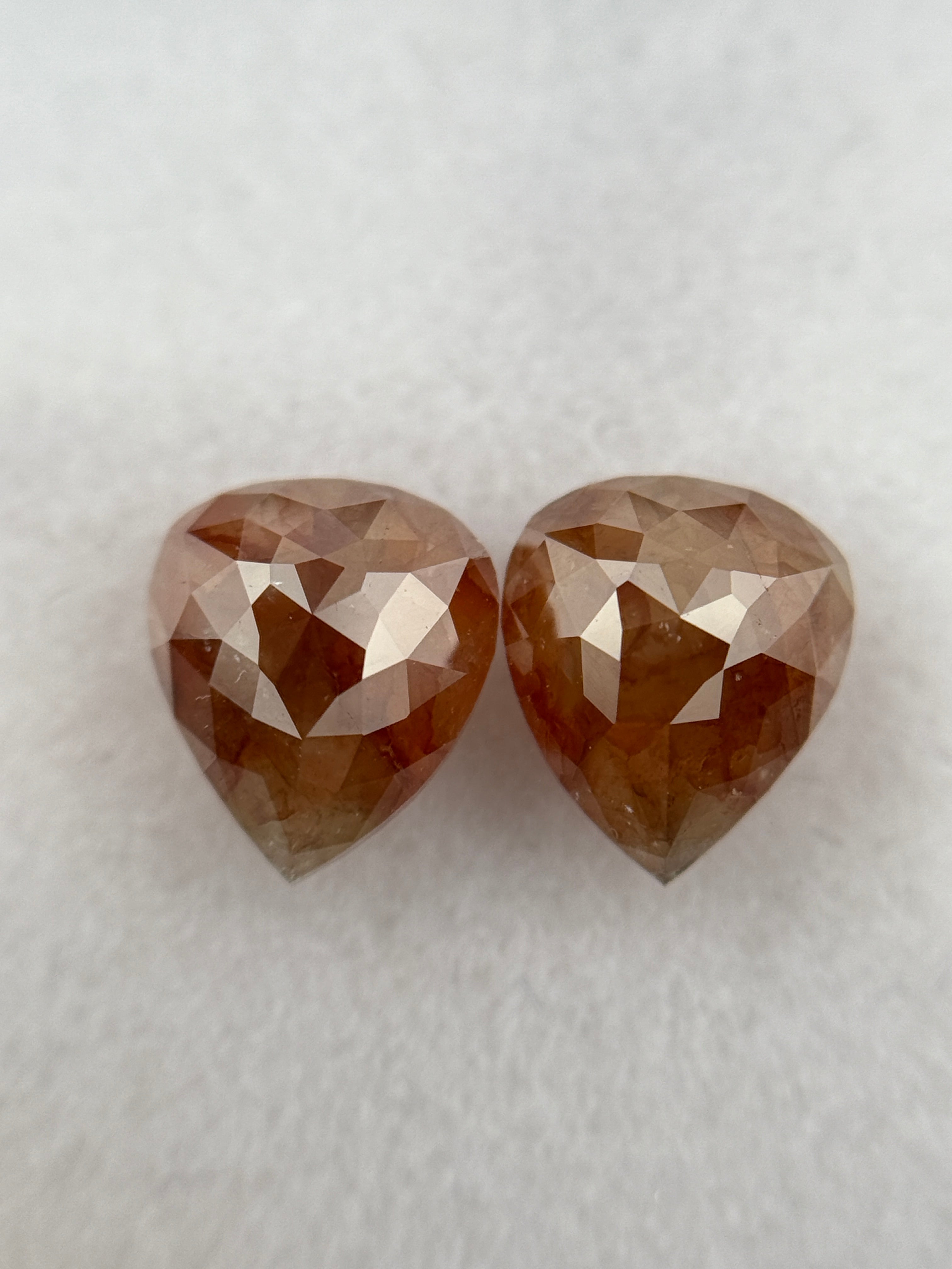 1.76 Ct Pear Rose Cut Red Natural Fancy Diamond Pair