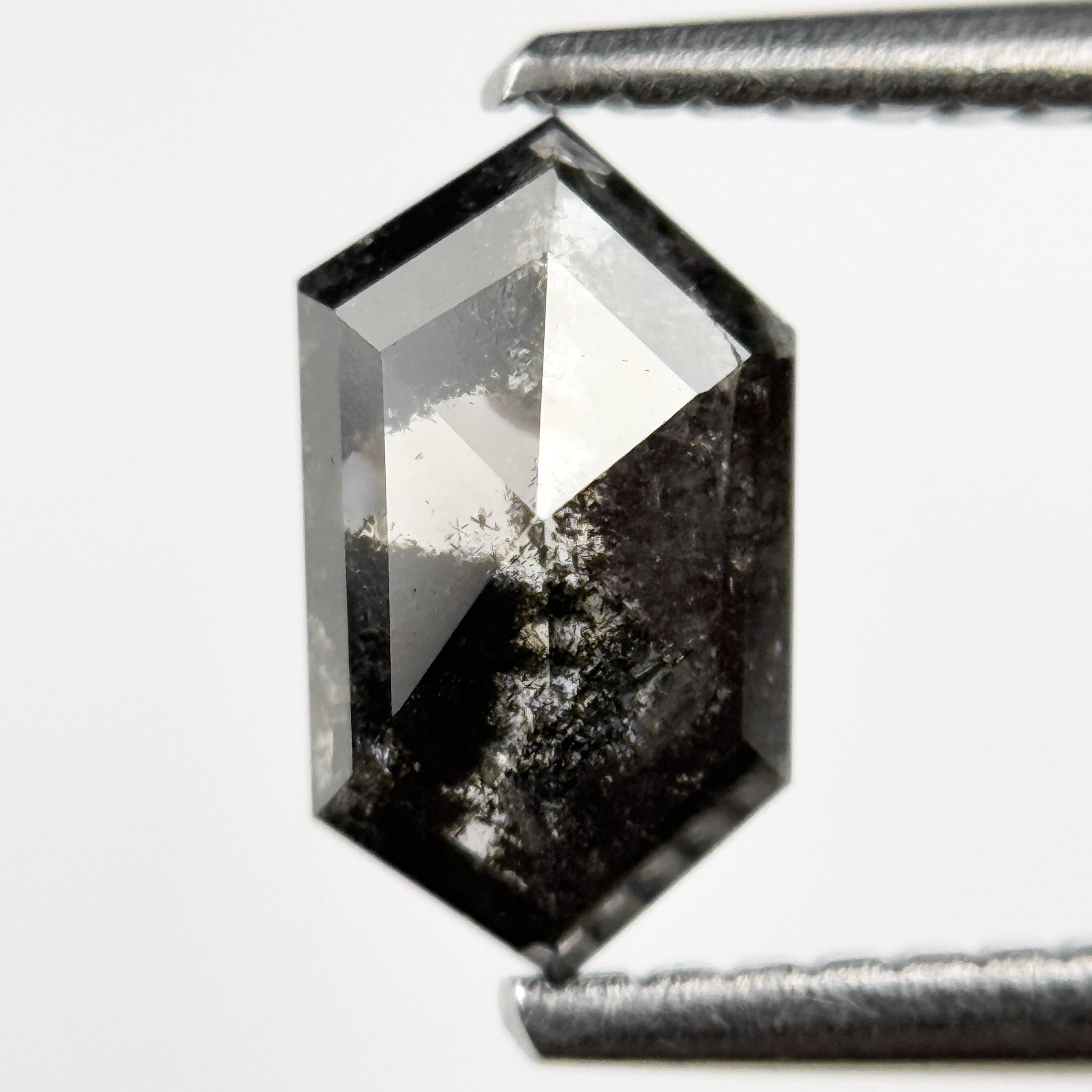 0.83 Ct Hexagon Rose Cut Grey Natural Salt and Pepper Diamond