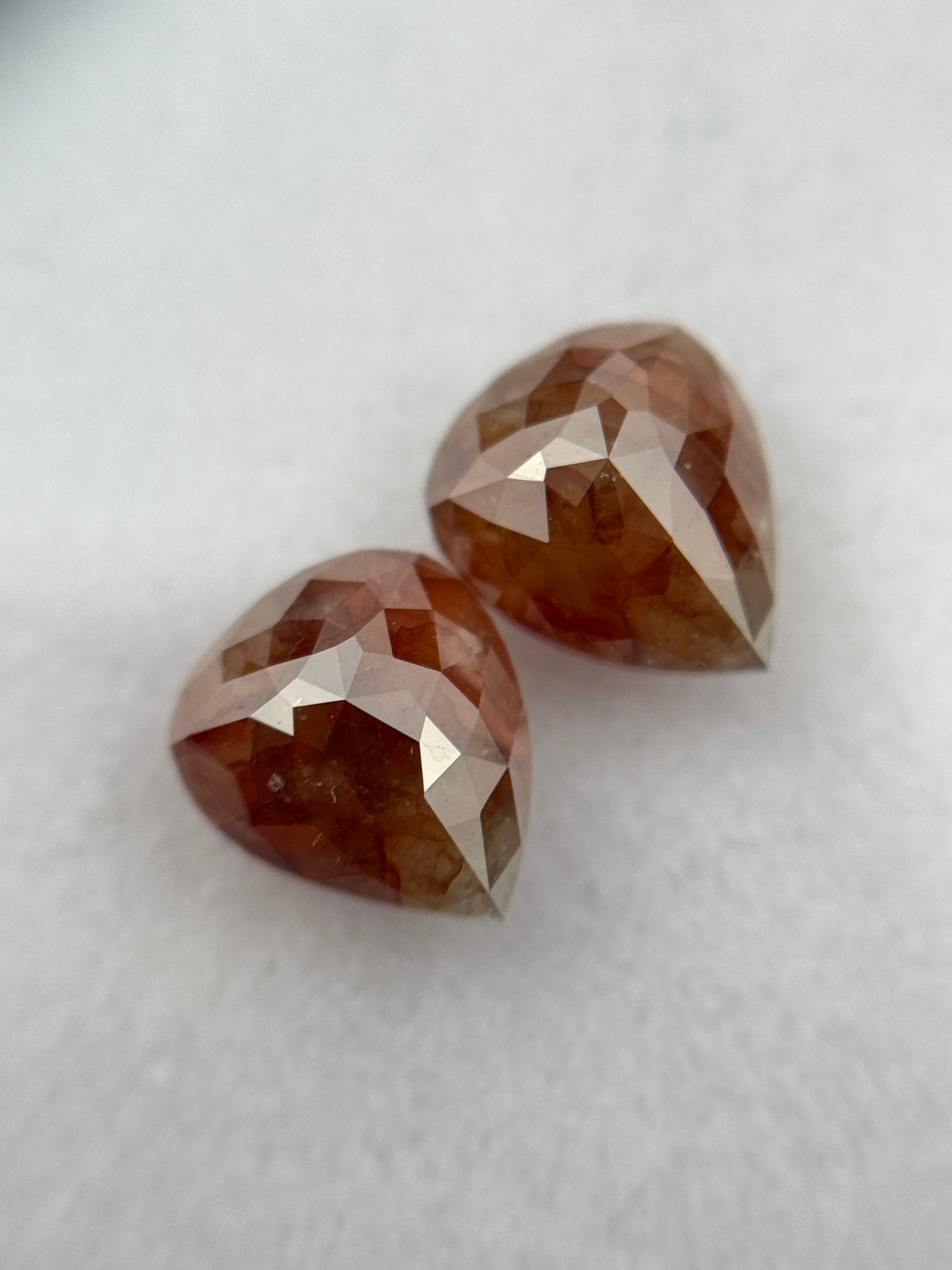 1.76 Ct Pear Rose Cut Red Natural Fancy Diamond Pair