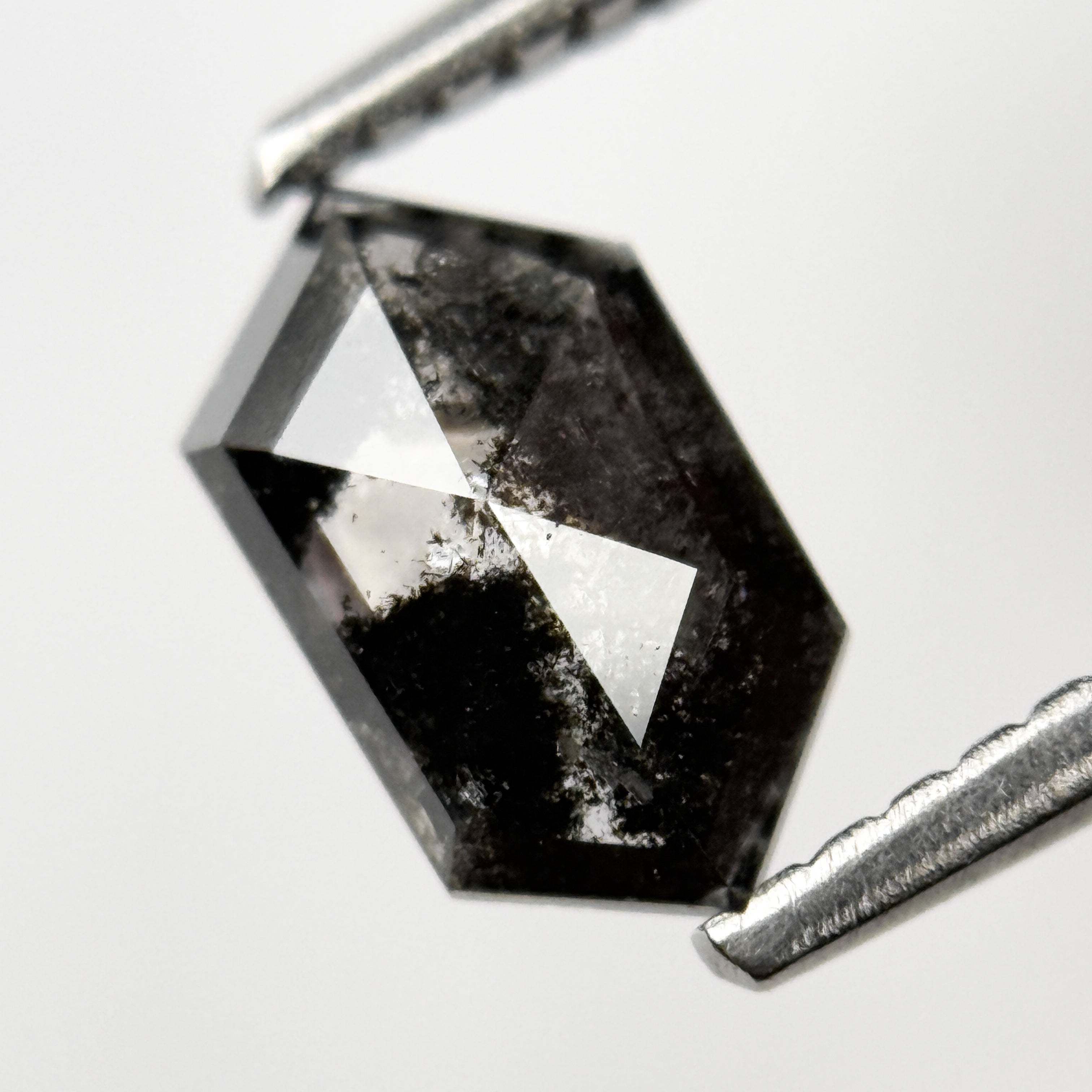 0.83 Ct Hexagon Rose Cut Grey Natural Salt and Pepper Diamond