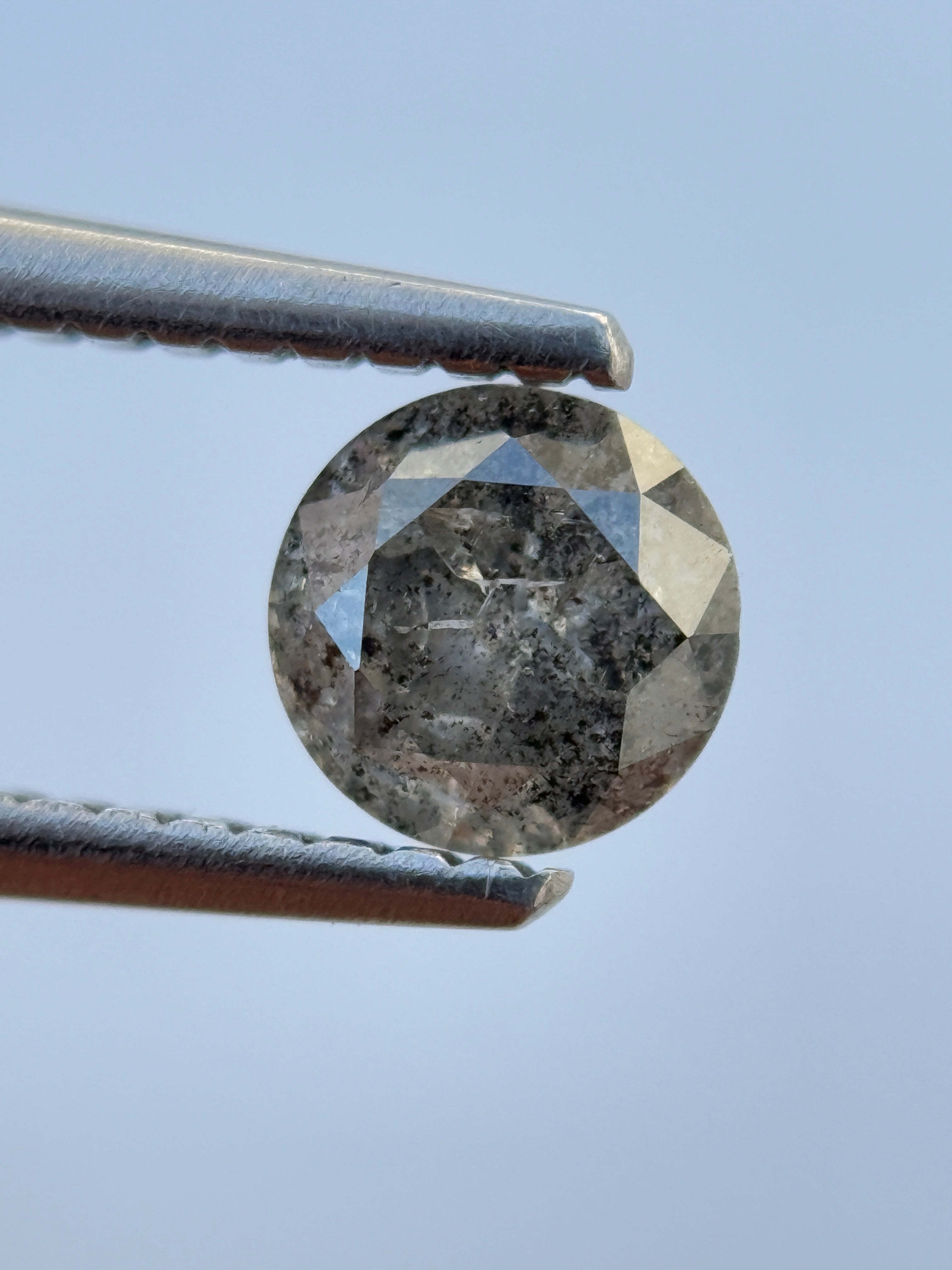 0.60 Ct Round Brilliant Cut Grey Natural Salt and Pepper Diamond