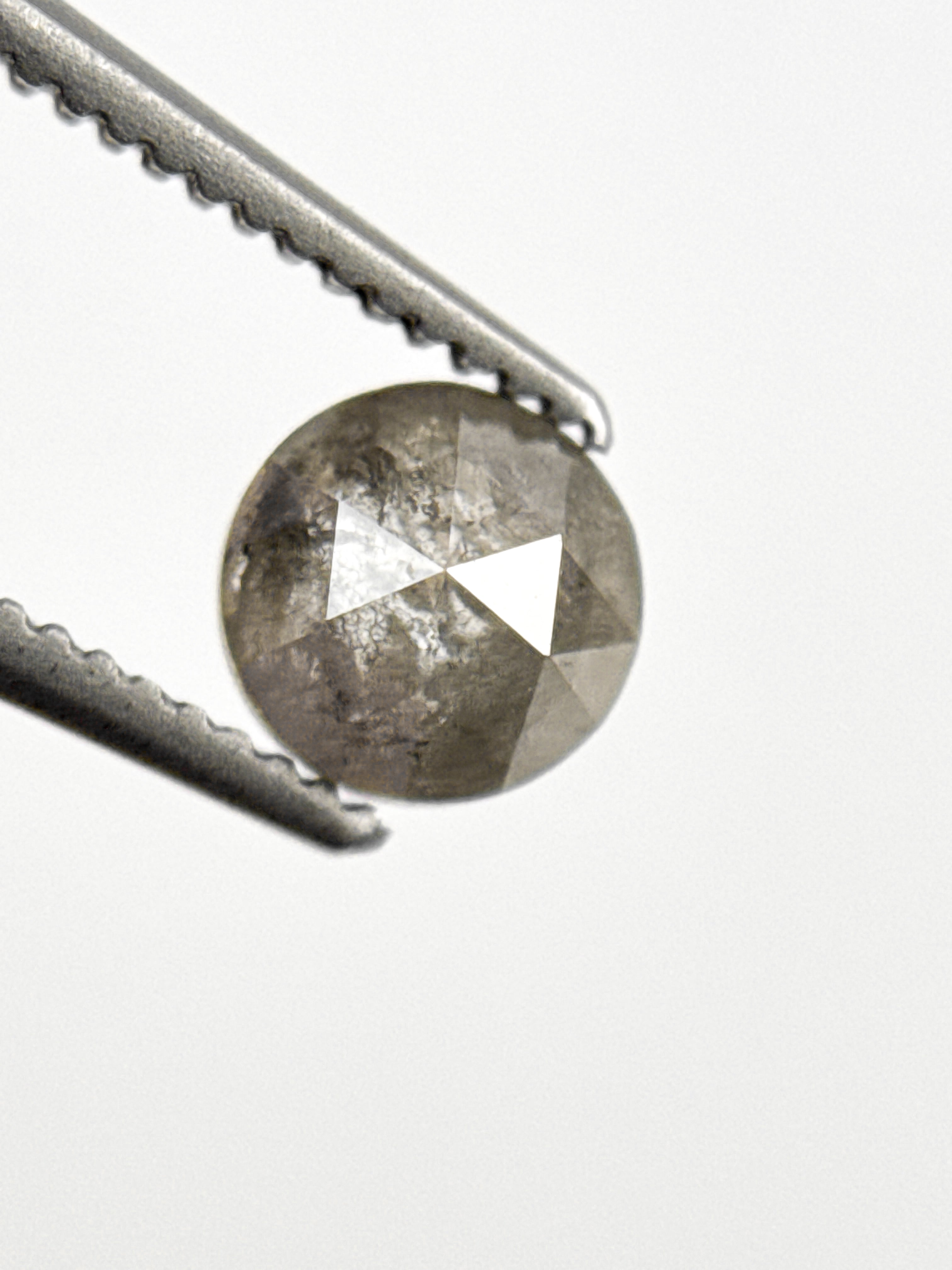 0.85 Ct Round Rose Cut Grey Natural Fancy Diamond