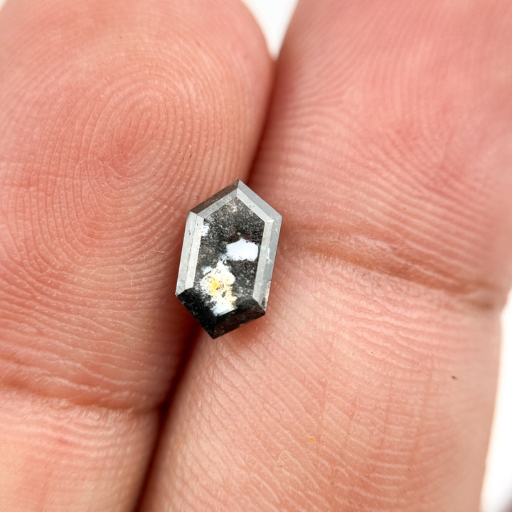 0.83 Ct Hexagon Rose Cut Grey Natural Salt and Pepper Diamond