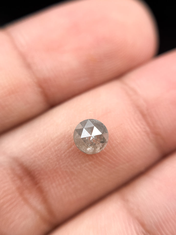 0.85 Ct Round Rose Cut Grey Natural Fancy Diamond