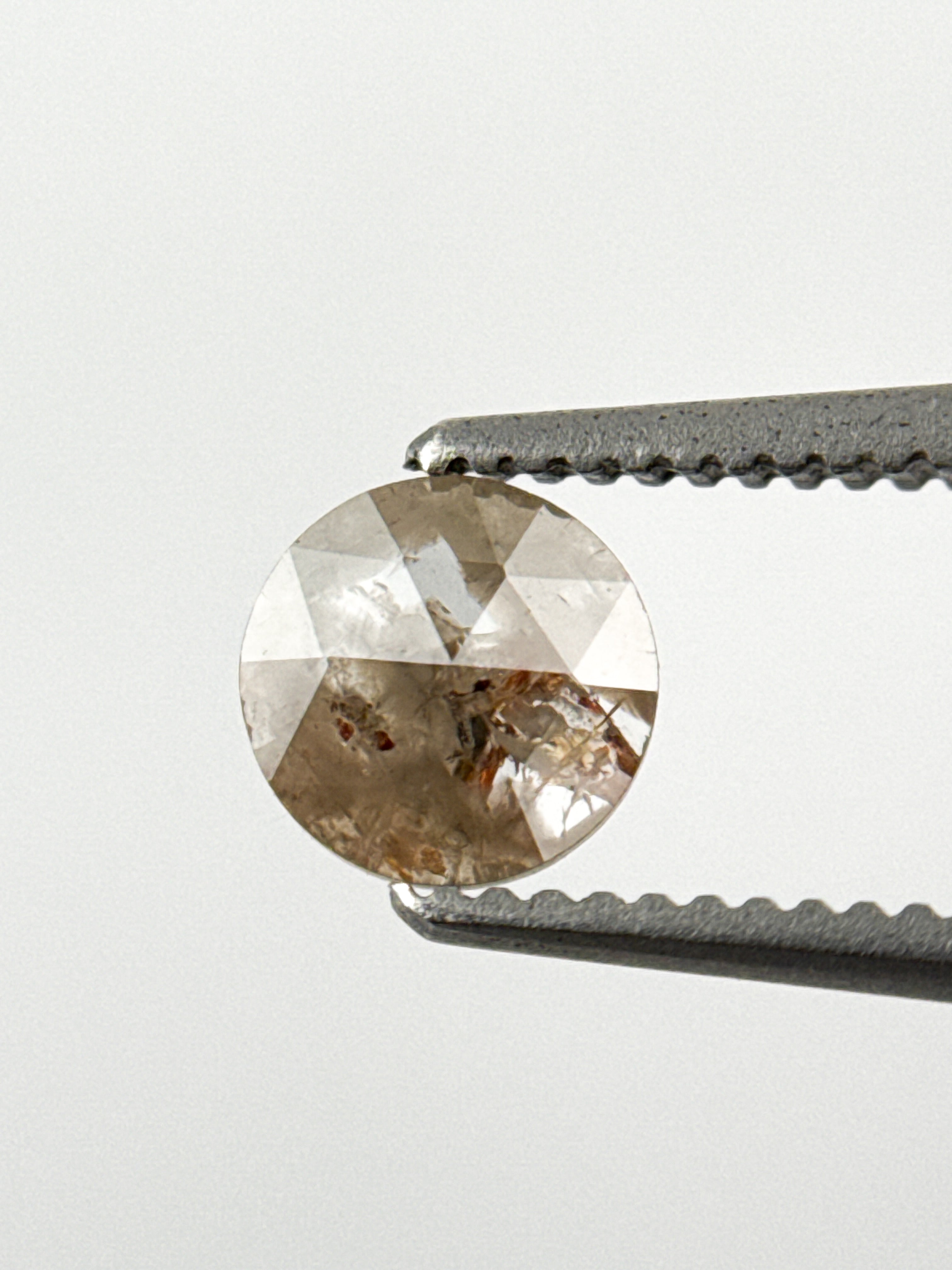 0.39 Ct Round Rose Cut Grey Natural Minimalist Diamond