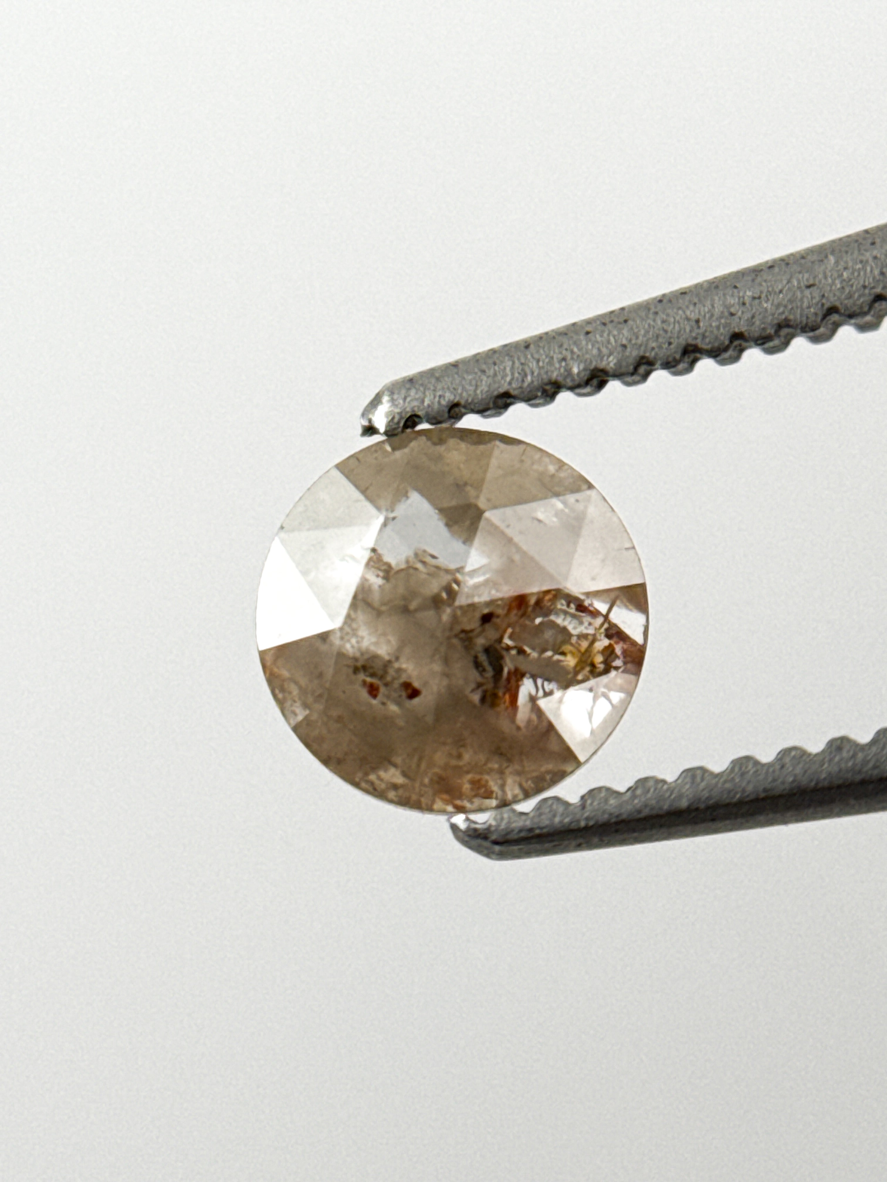 0.39 Ct Round Rose Cut Grey Natural Minimalist Diamond