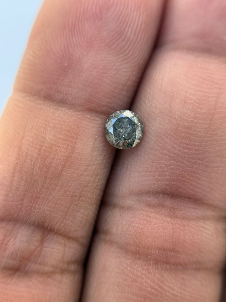 0.60 Ct Round Brilliant Cut Grey Natural Salt and Pepper Diamond