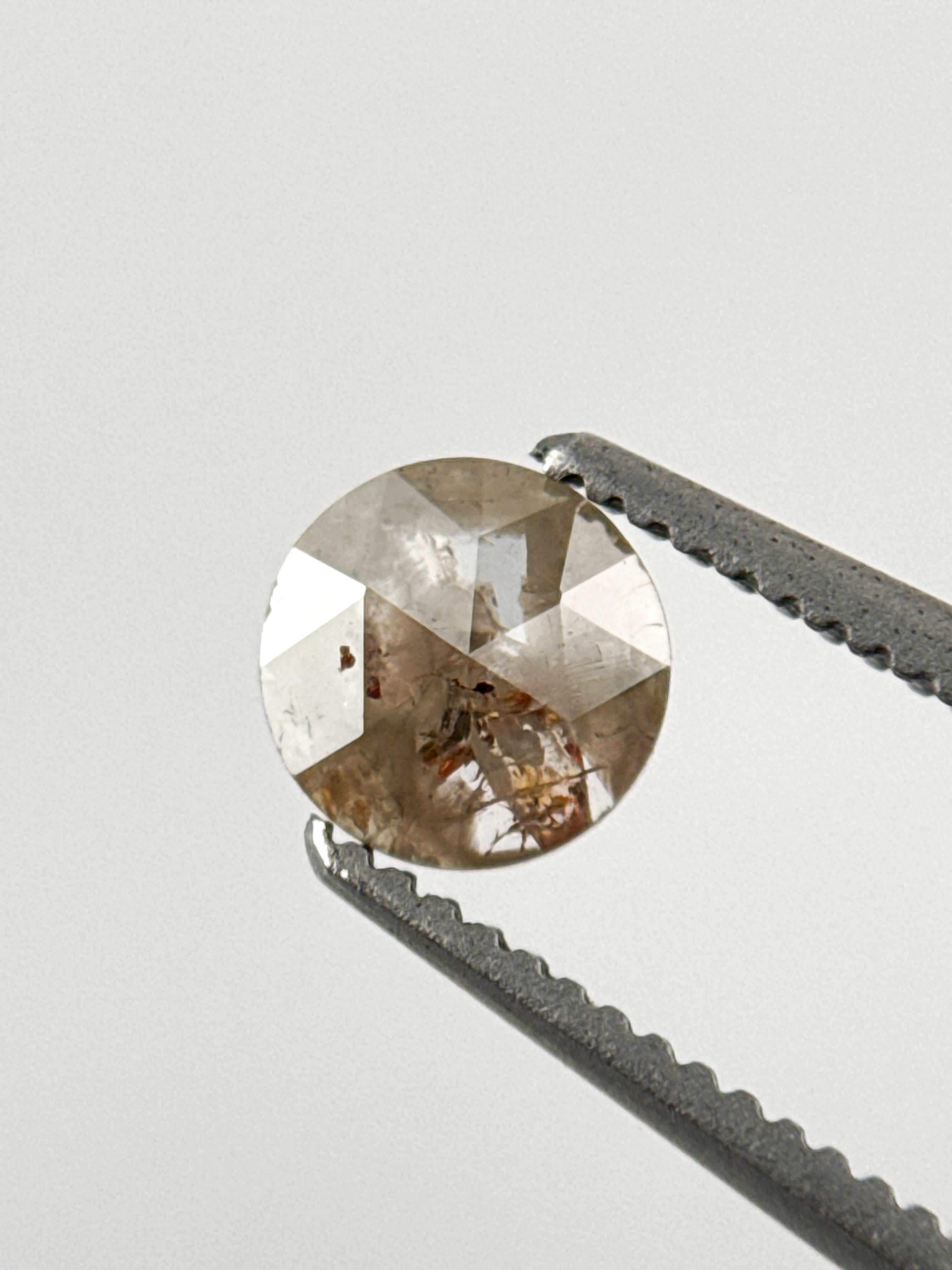0.39 Ct Round Rose Cut Grey Natural Minimalist Diamond