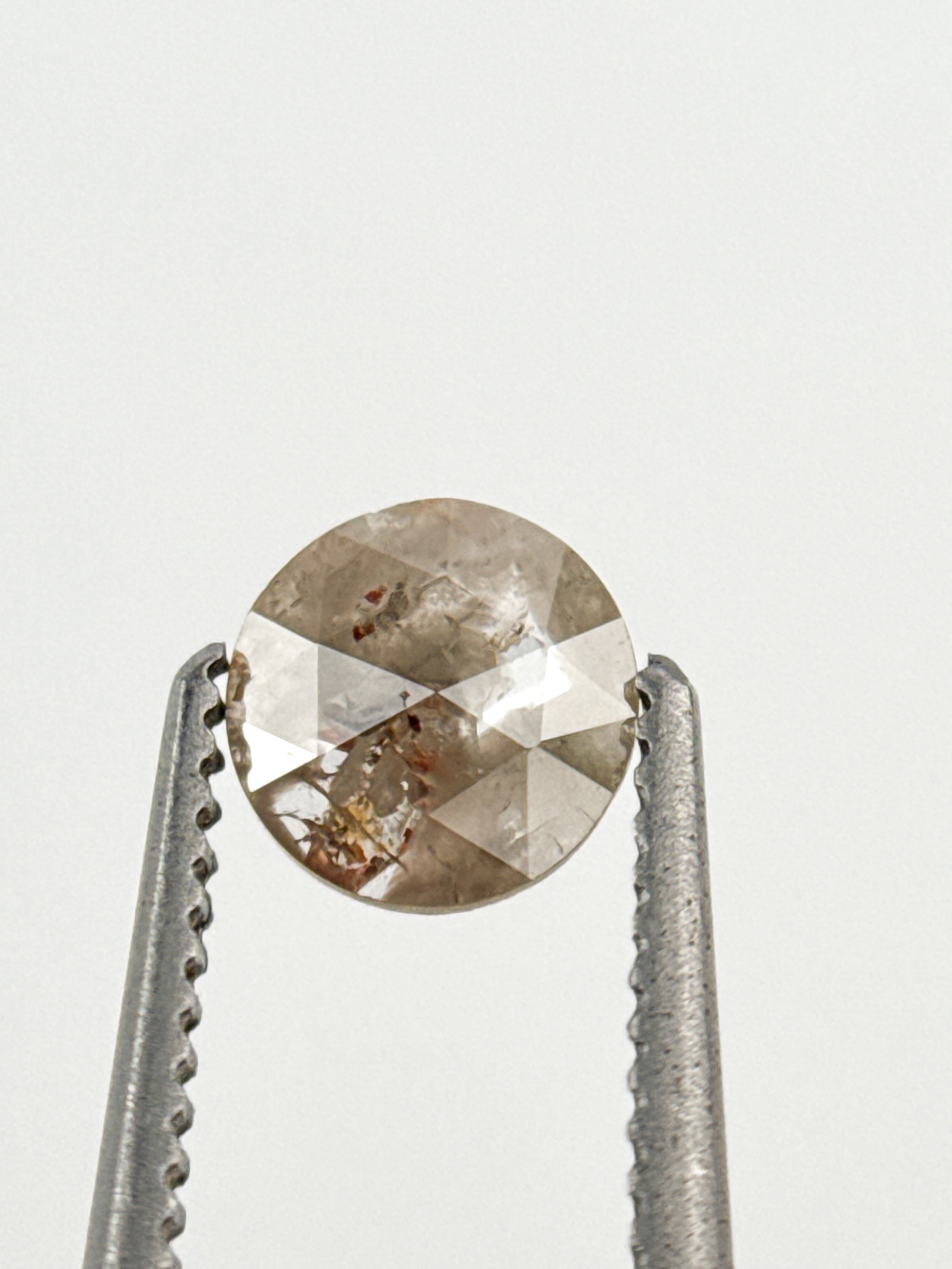 0.39 Ct Round Rose Cut Grey Natural Minimalist Diamond