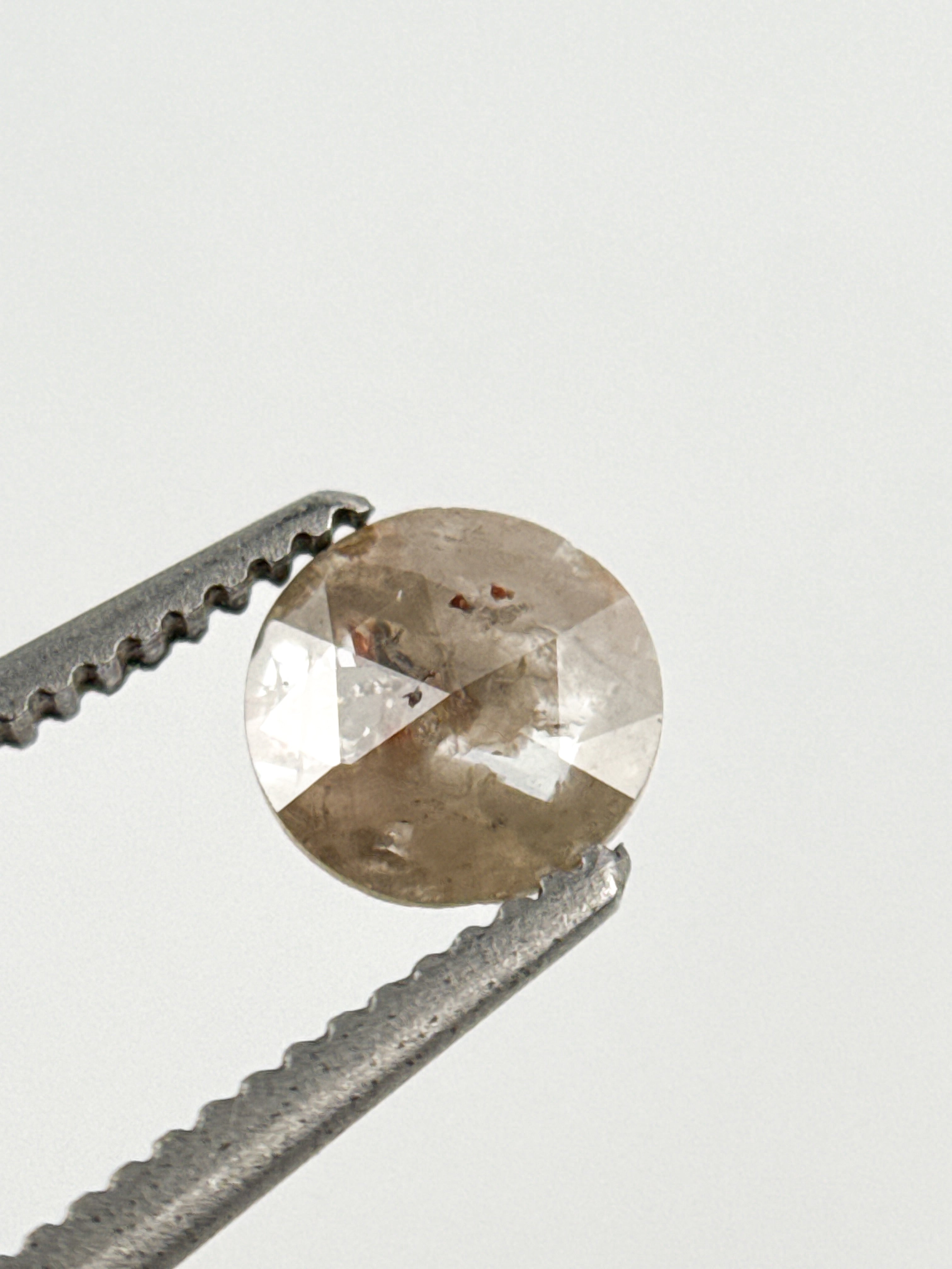 0.39 Ct Round Rose Cut Grey Natural Minimalist Diamond