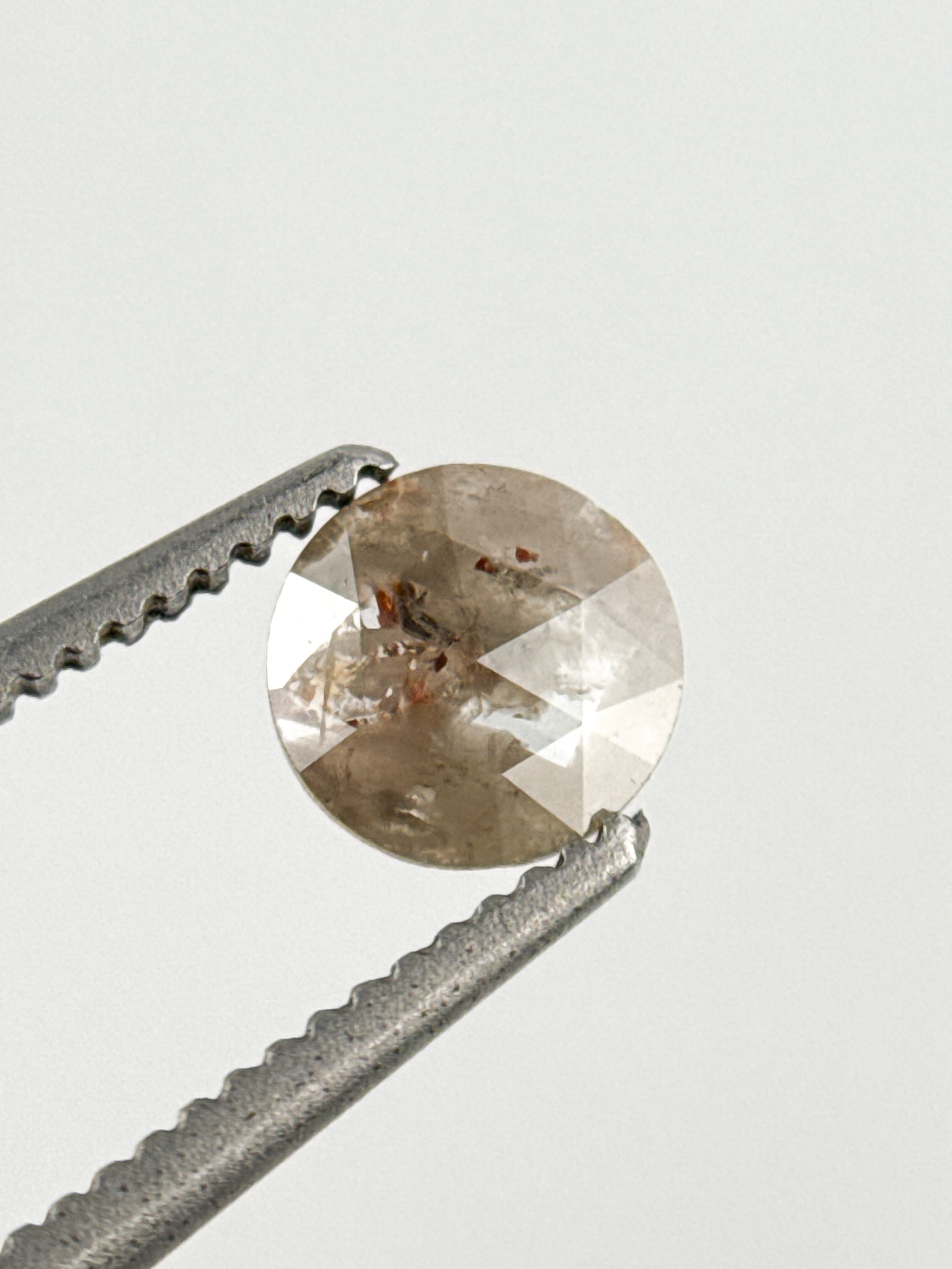 0.39 Ct Round Rose Cut Grey Natural Minimalist Diamond
