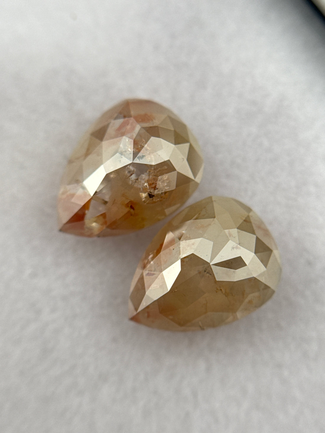 2.38 Ct Pear Rose Cut Peach Natural Salt and Pepper Diamond Pair