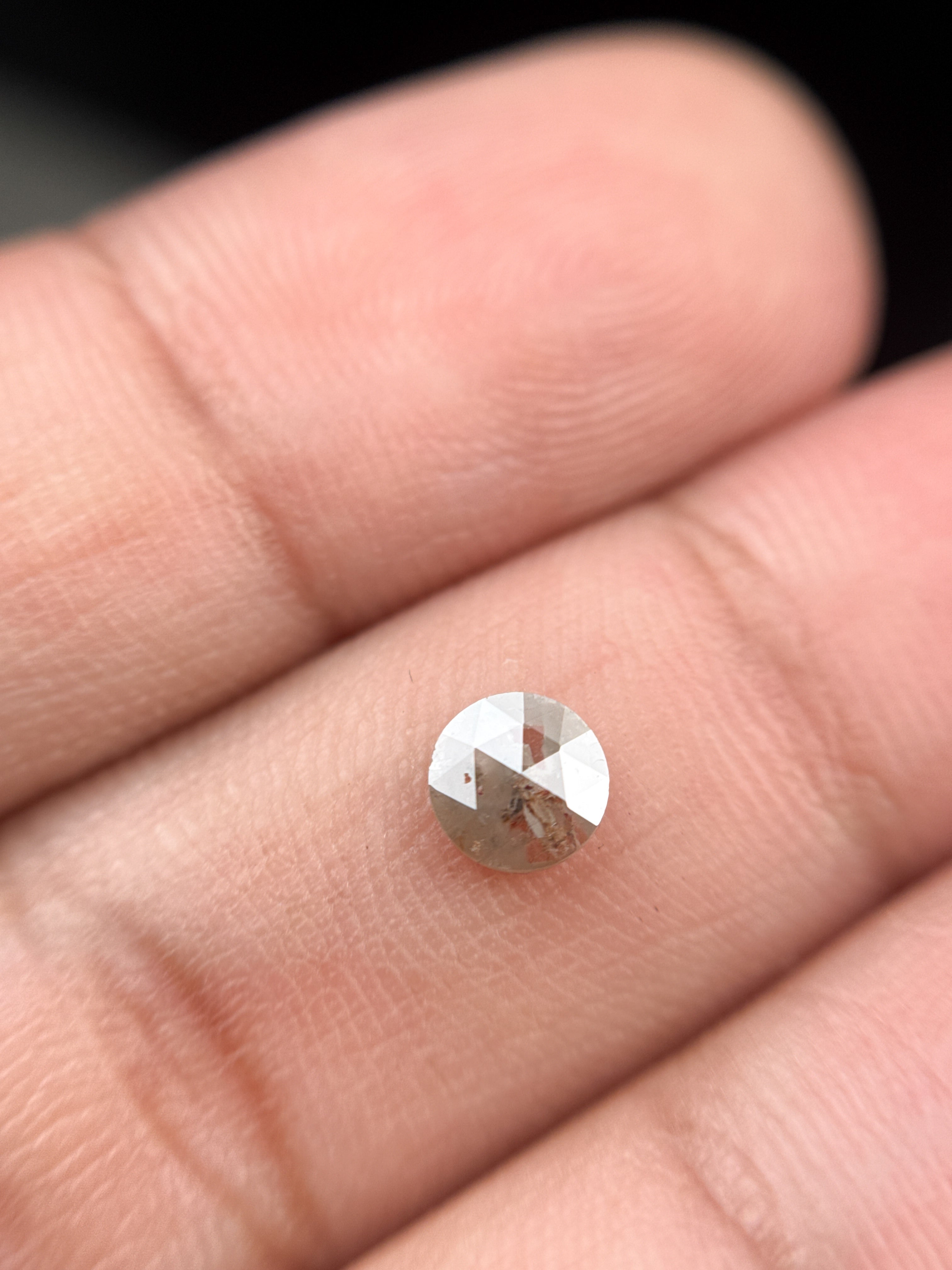 0.39 Ct Round Rose Cut Grey Natural Minimalist Diamond