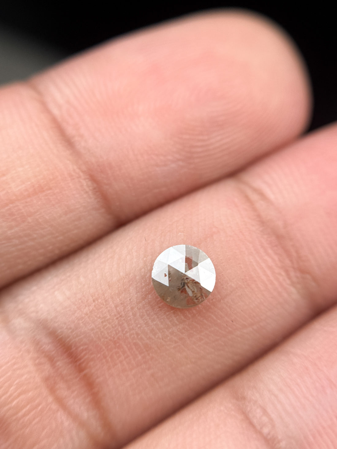 0.39 Ct Round Rose Cut Grey Natural Minimalist Diamond