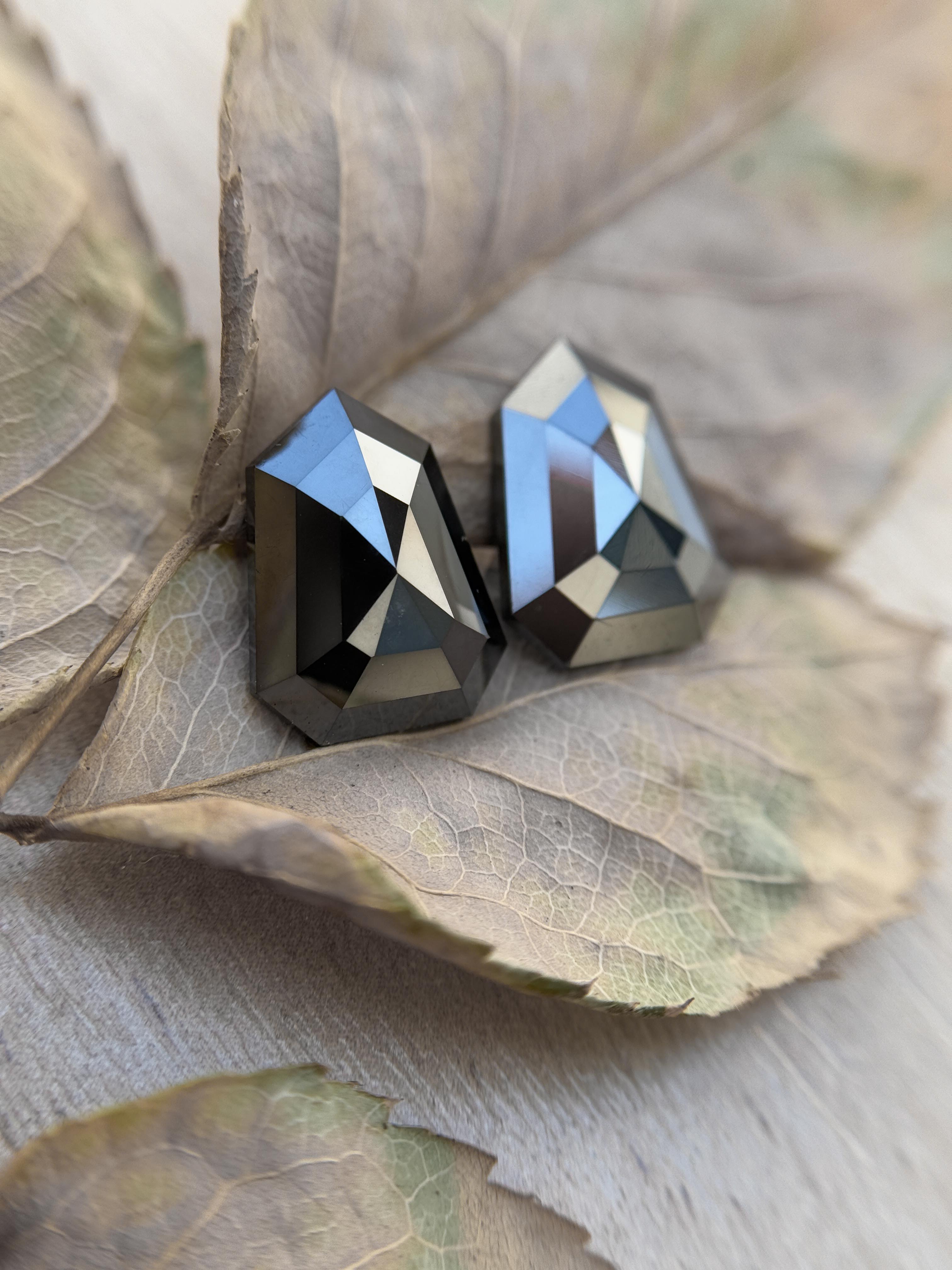 7.23 Ct Shield Rose Cut Black Natural Unique Diamond
