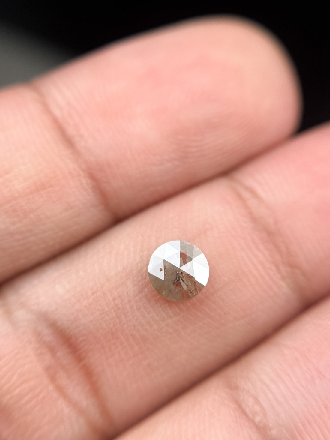 0.39 Ct Round Rose Cut Grey Natural Minimalist Diamond