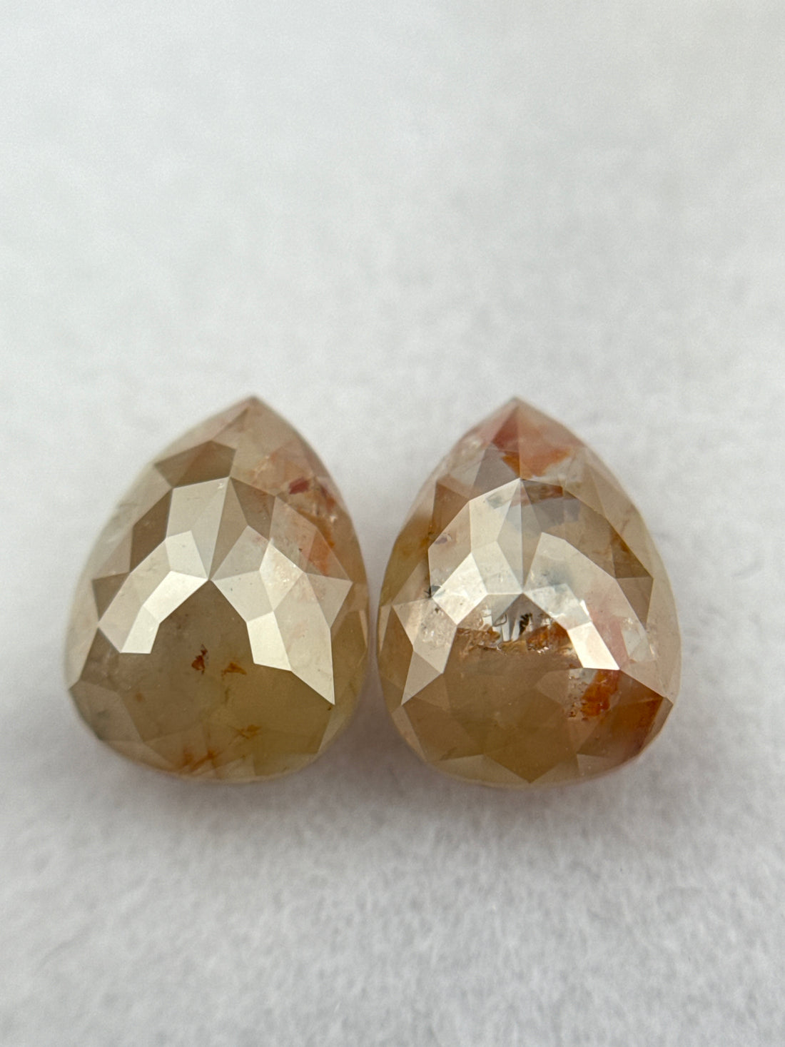 2.38 Ct Pear Rose Cut Peach Natural Salt and Pepper Diamond Pair
