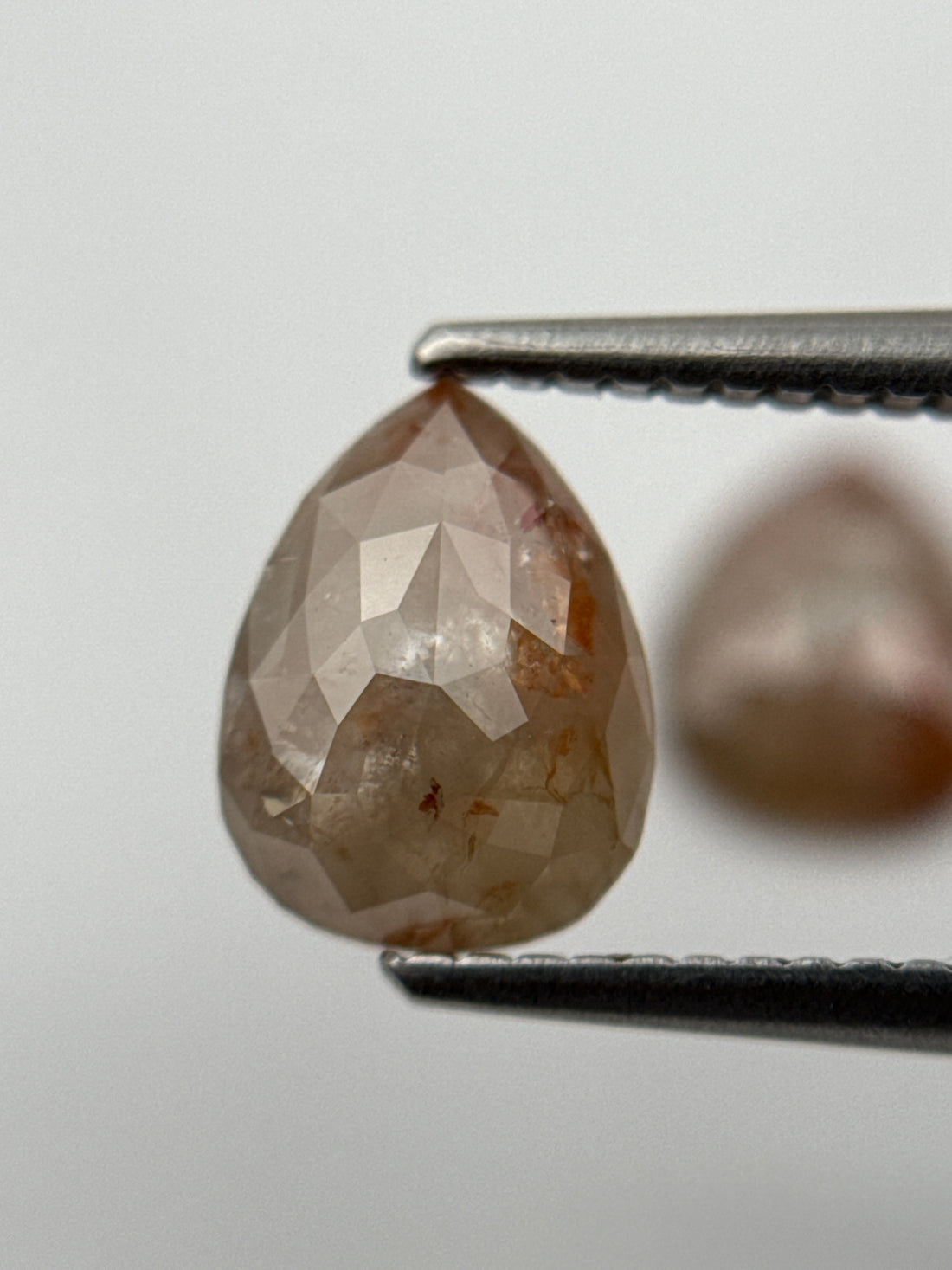 2.38 Ct Pear Rose Cut Peach Natural Salt and Pepper Diamond Pair