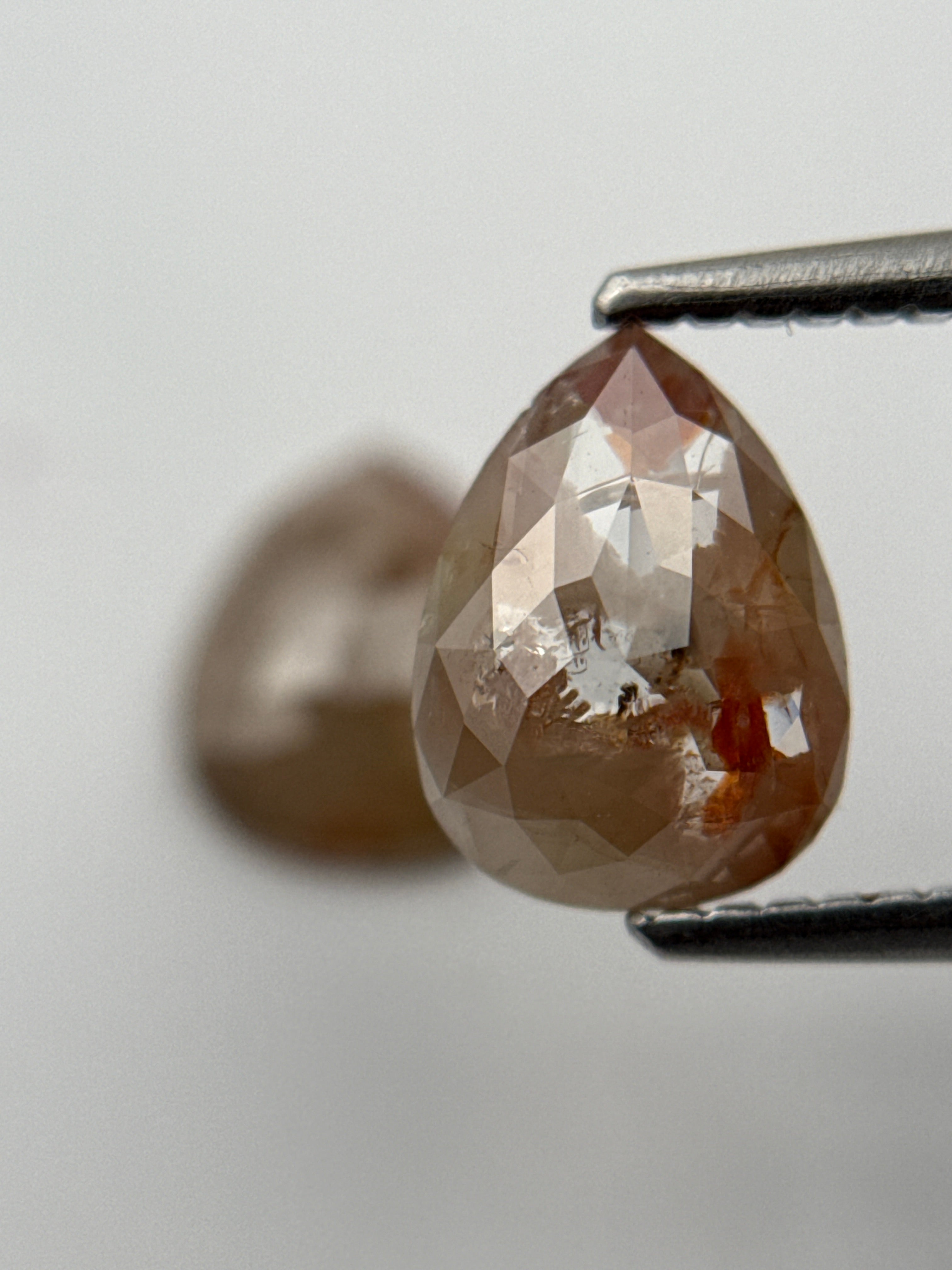 2.38 Ct Pear Rose Cut Peach Natural Salt and Pepper Diamond Pair