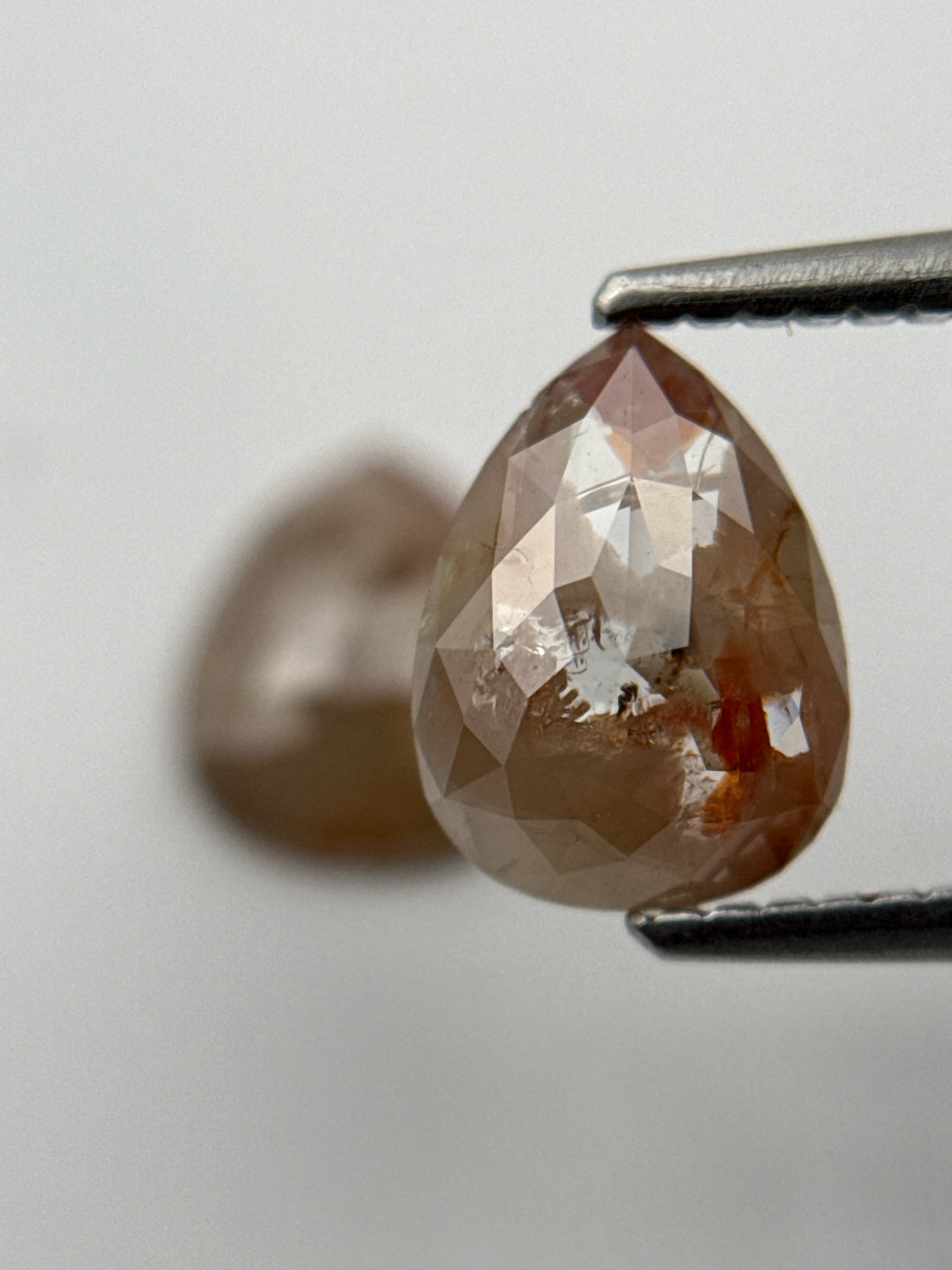 2.38 Ct Pear Rose Cut Peach Natural Salt and Pepper Diamond Pair