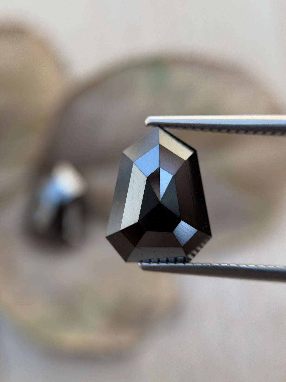 7.23 Ct Shield Rose Cut Black Natural Unique Diamond