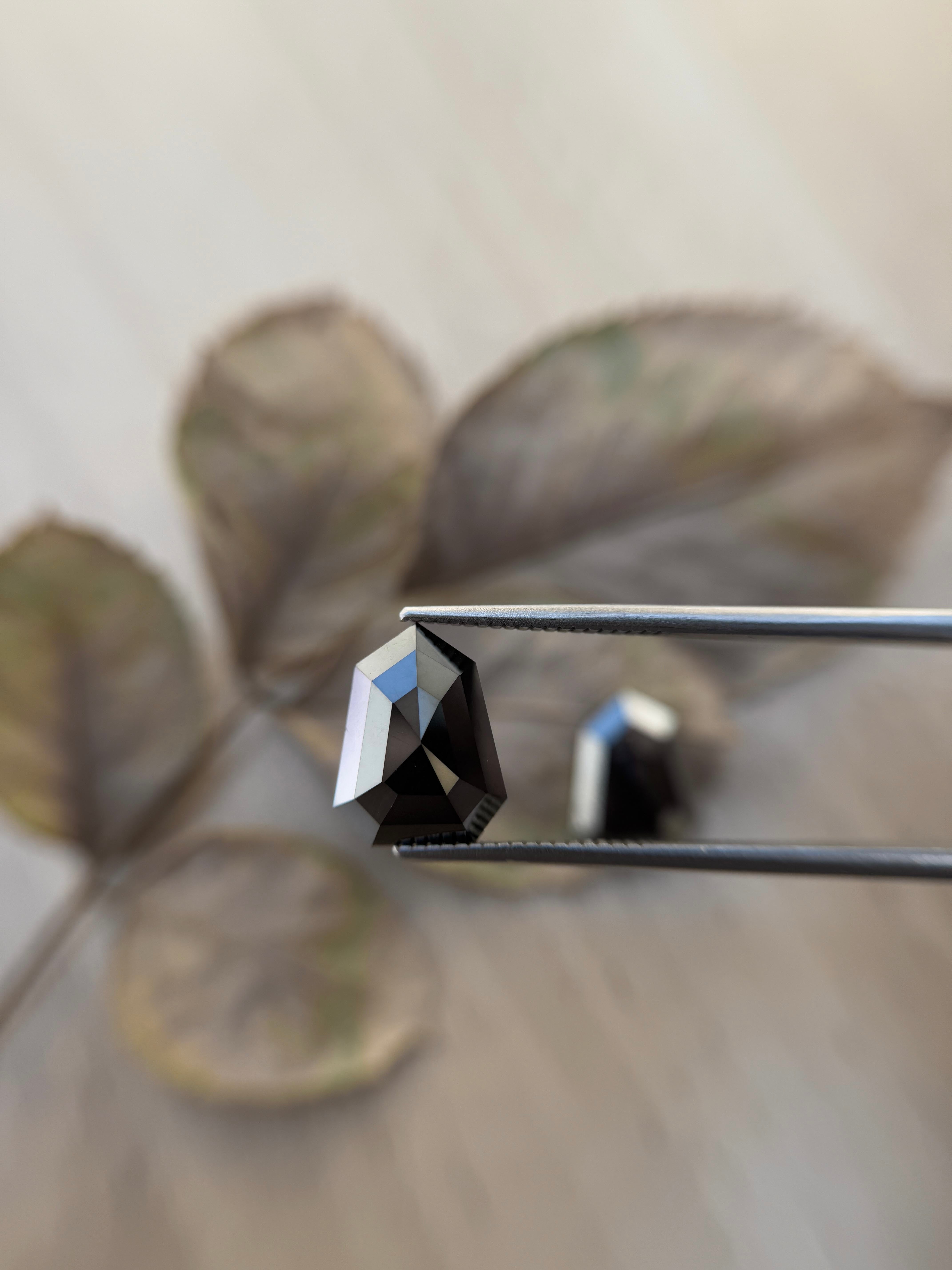 7.23 Ct Shield Rose Cut Black Natural Unique Diamond