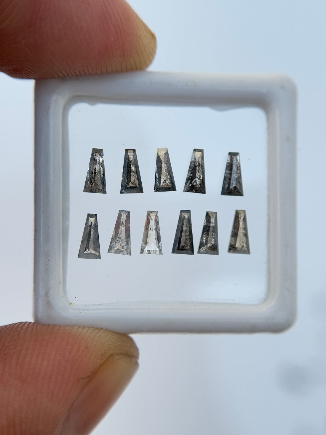 5 X 2.5 MM Baguette Rose Cut Grey Natural Galaxy Diamond