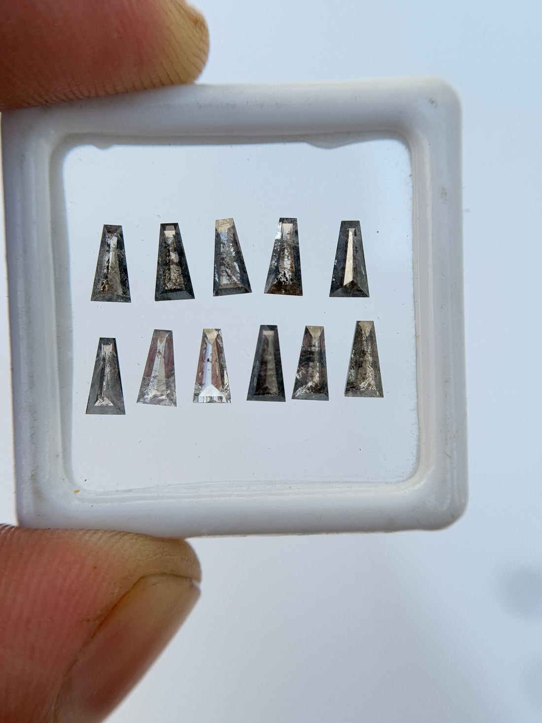 5 X 2.5 MM Baguette Rose Cut Grey Natural Galaxy Diamond