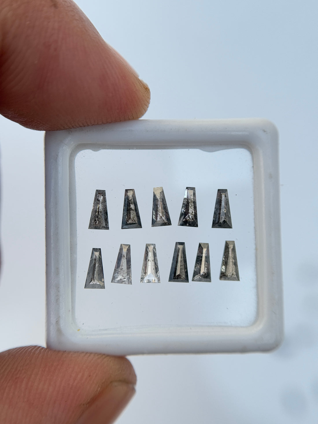 5 X 2.5 MM Baguette Rose Cut Grey Natural Galaxy Diamond