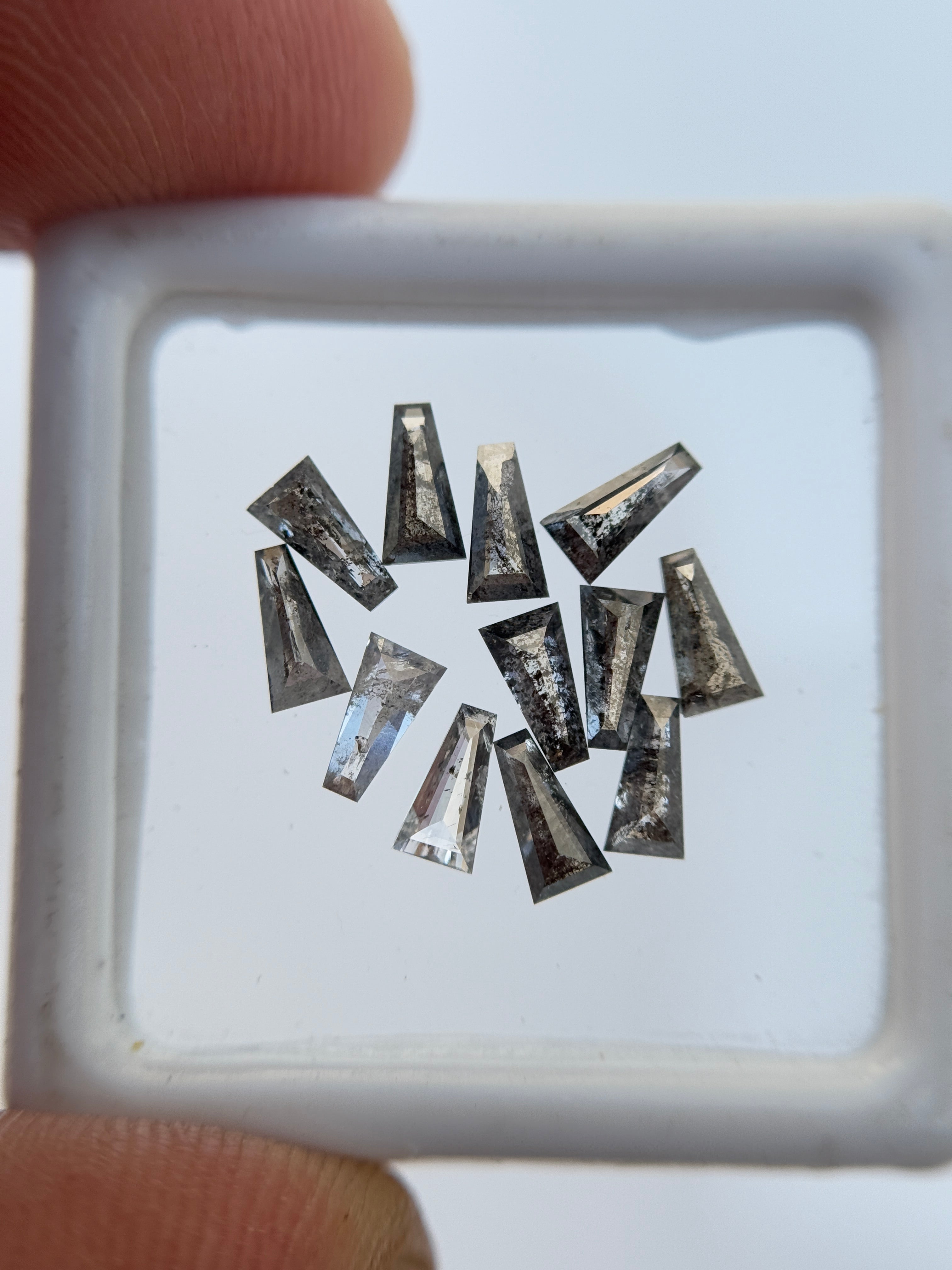 5.0 x 2.5 MM Baguette Rose Cut Grey Natural Galaxy Diamond