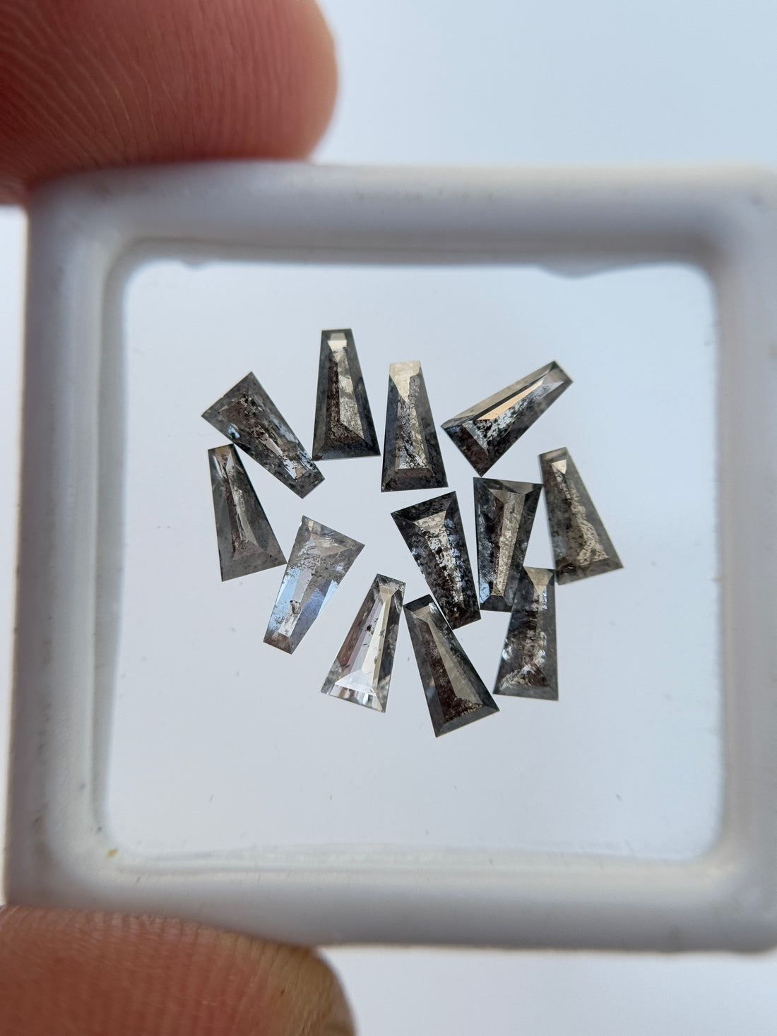 5.0 x 2.5 MM Baguette Rose Cut Grey Natural Galaxy Diamond