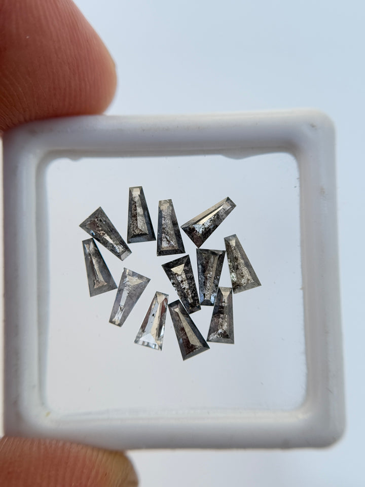 5.0 x 2.5 MM Baguette Rose Cut Grey Natural Galaxy Diamond