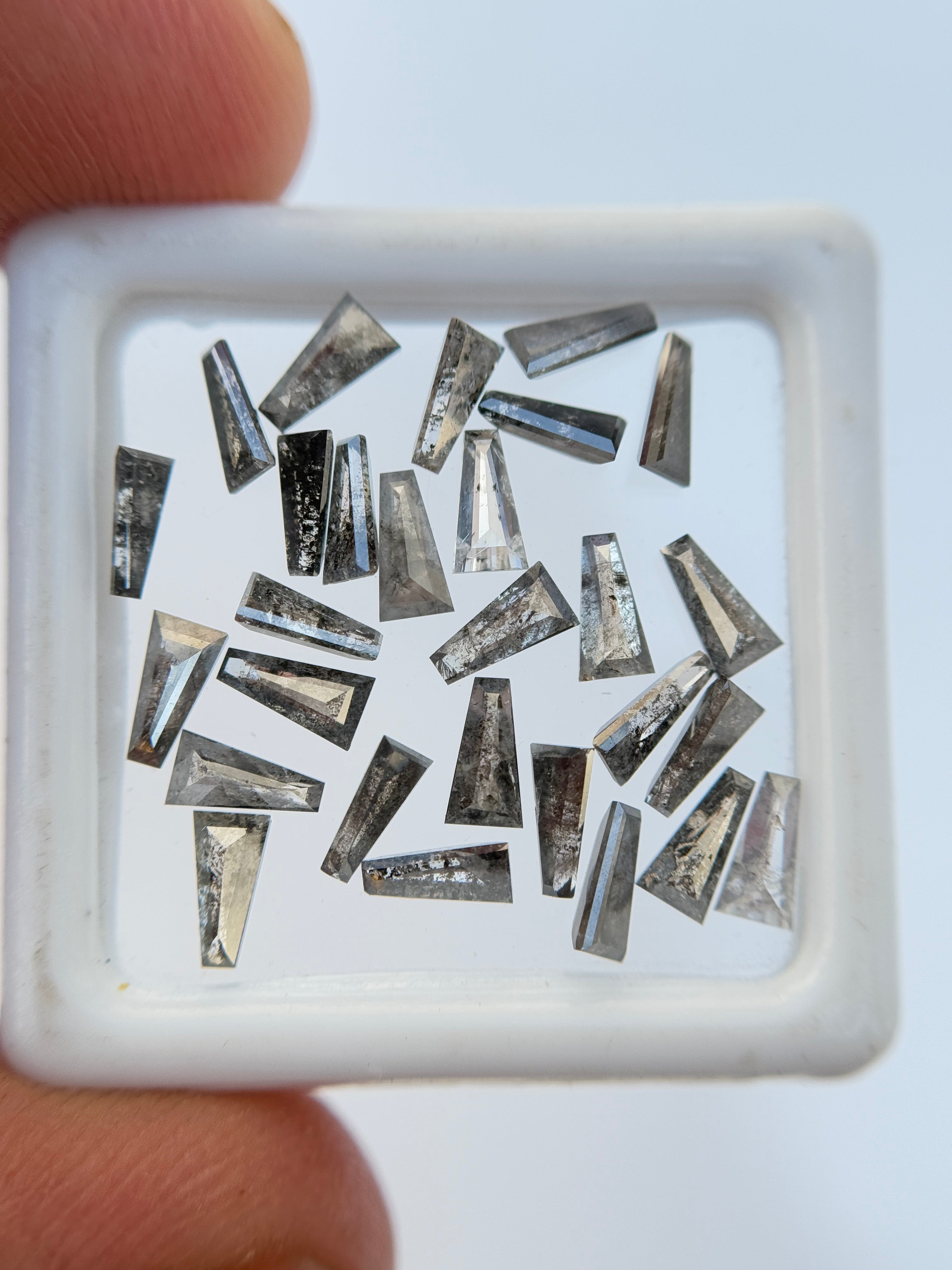 5 X 2.5 MM Baguette Rose Cut Grey Natural Galaxy Diamond