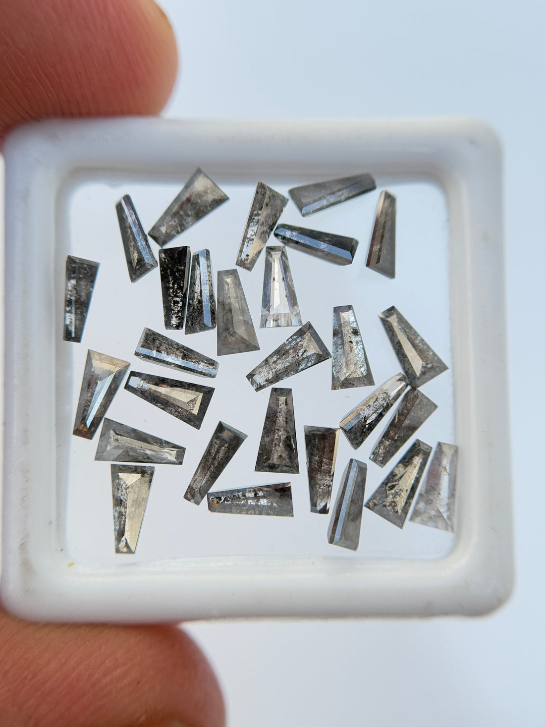 5 X 2.5 MM Baguette Rose Cut Grey Natural Galaxy Diamond