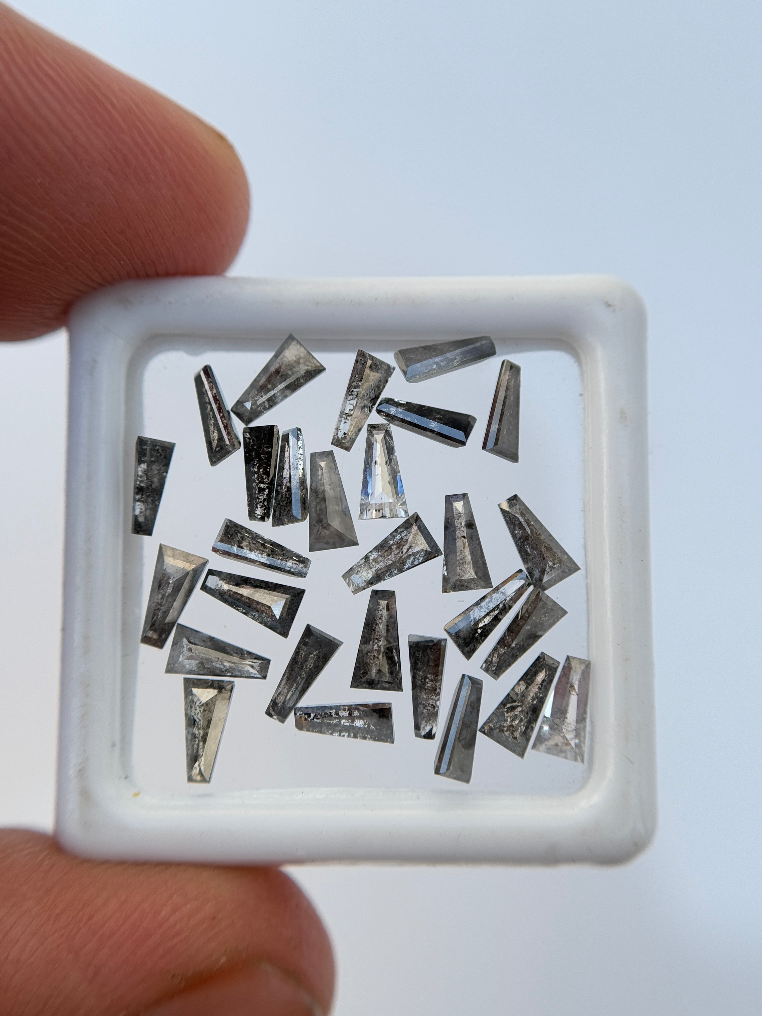 5.0 x 2.5 MM Baguette Rose Cut Grey Natural Galaxy Diamond