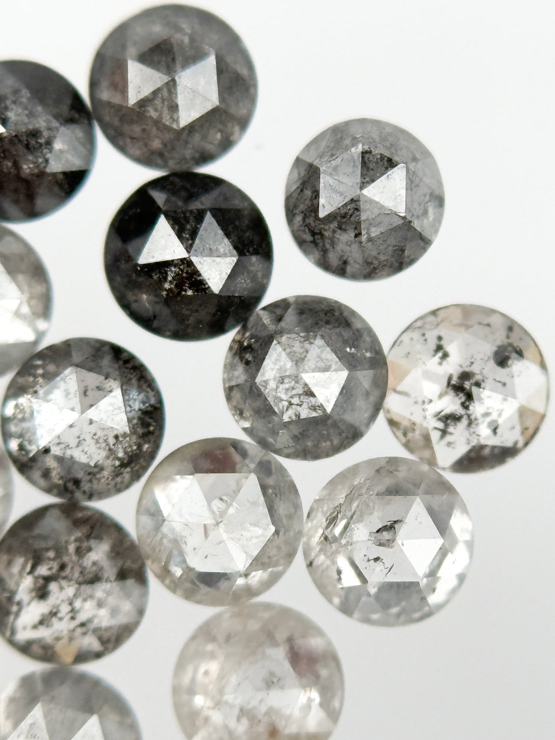 3 MM Round salt and pepper natural diamond