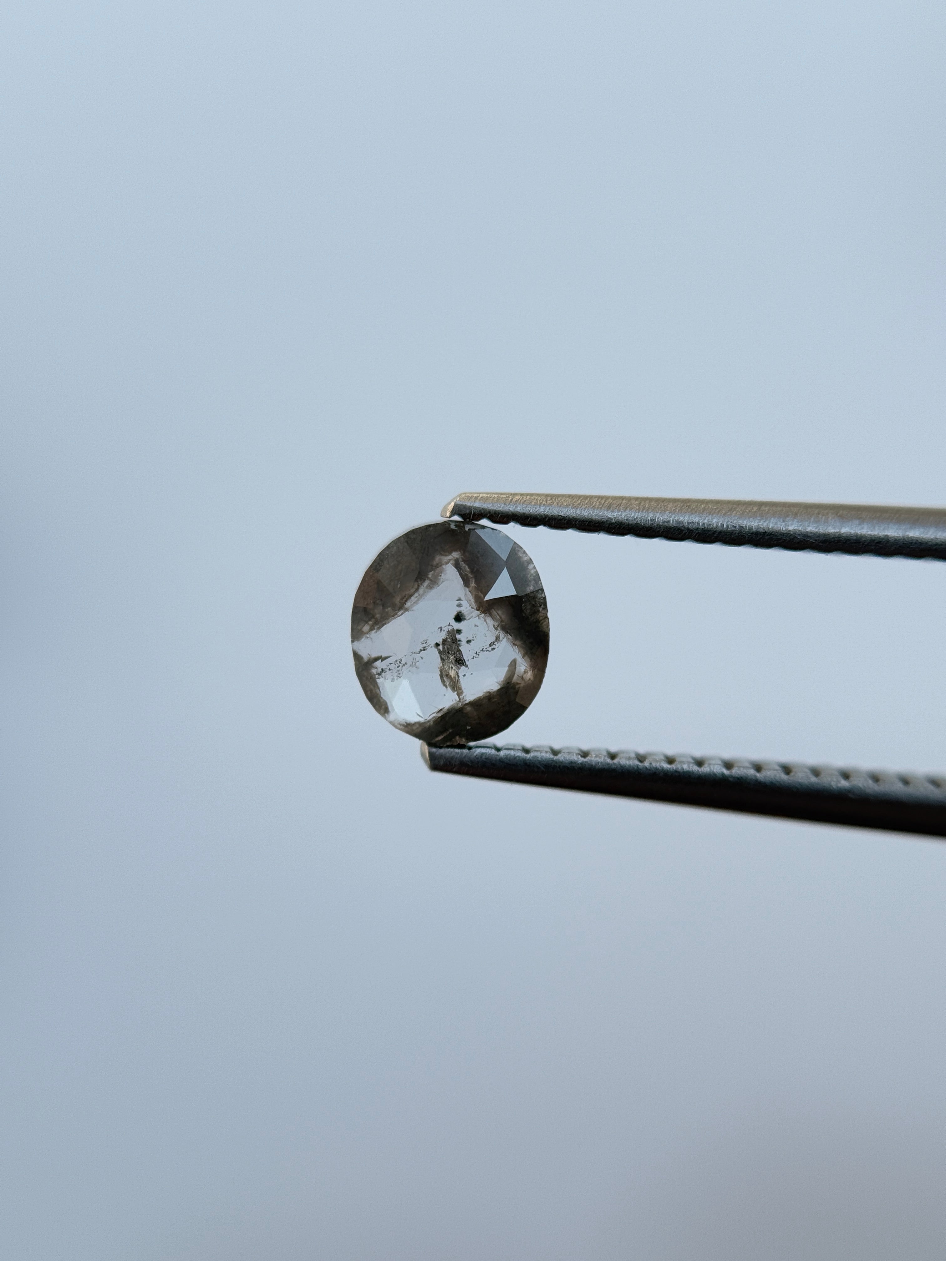0.65 Ct Oval Rose Cut Grey Natural Salt and Pepper Diamond