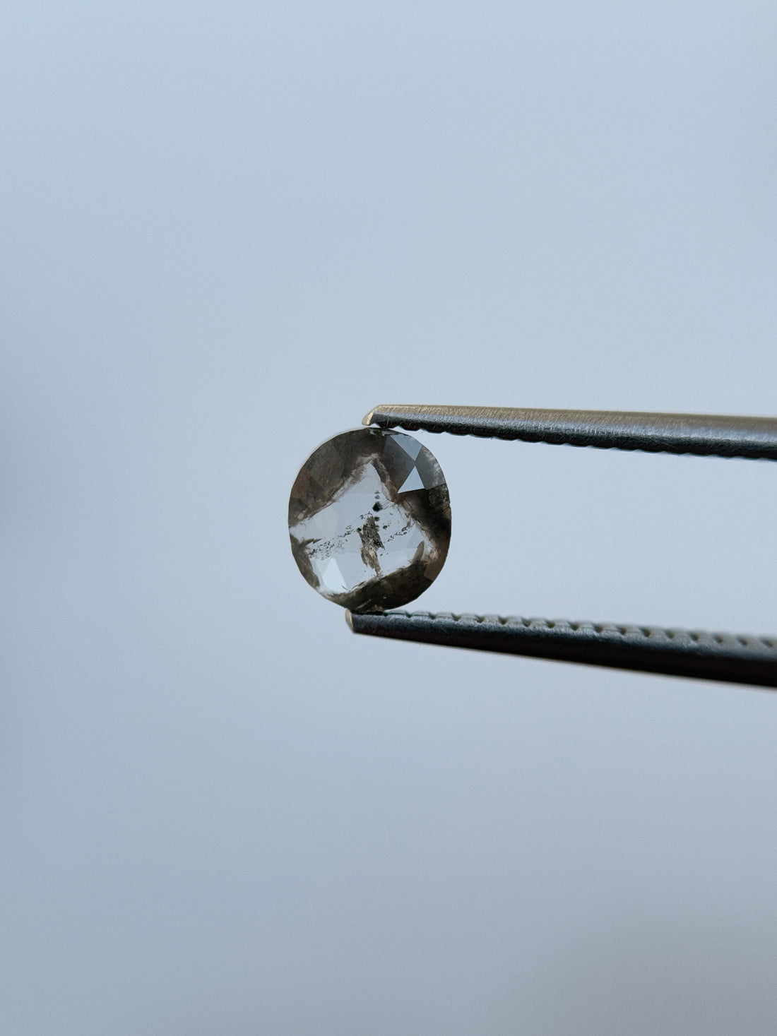 0.65 Ct Oval Rose Cut Grey Natural Salt and Pepper Diamond