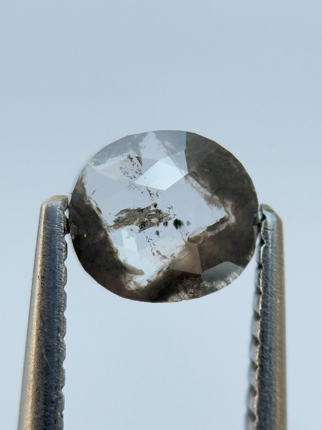 0.65 Ct Oval Rose Cut Grey Natural Salt and Pepper Diamond