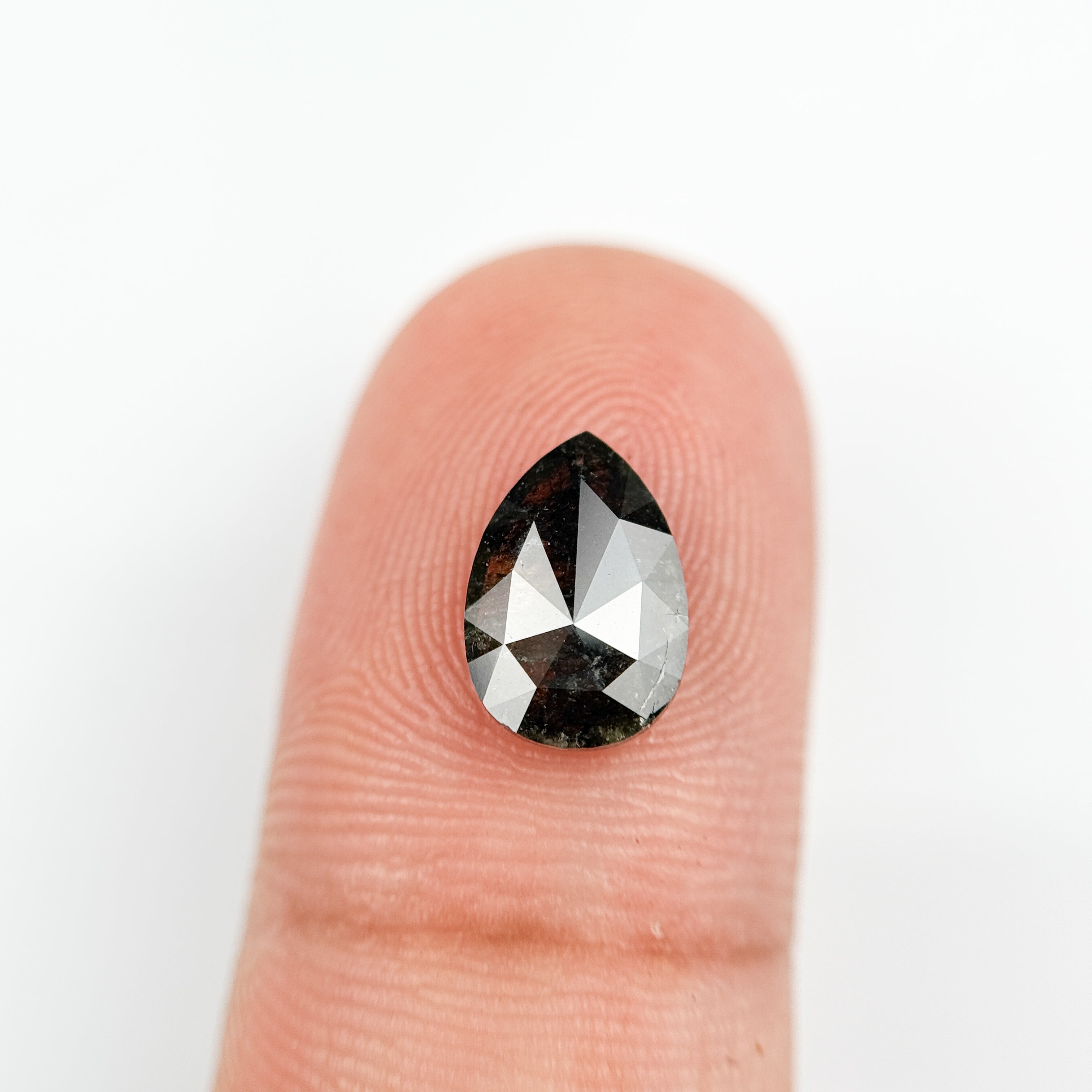 1.69 Ct Pear Rose Cut Grey Natural Salt and Pepper Diamond