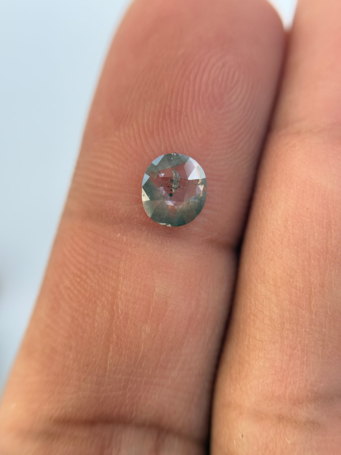 0.65 Ct Oval Rose Cut Grey Natural Salt and Pepper Diamond