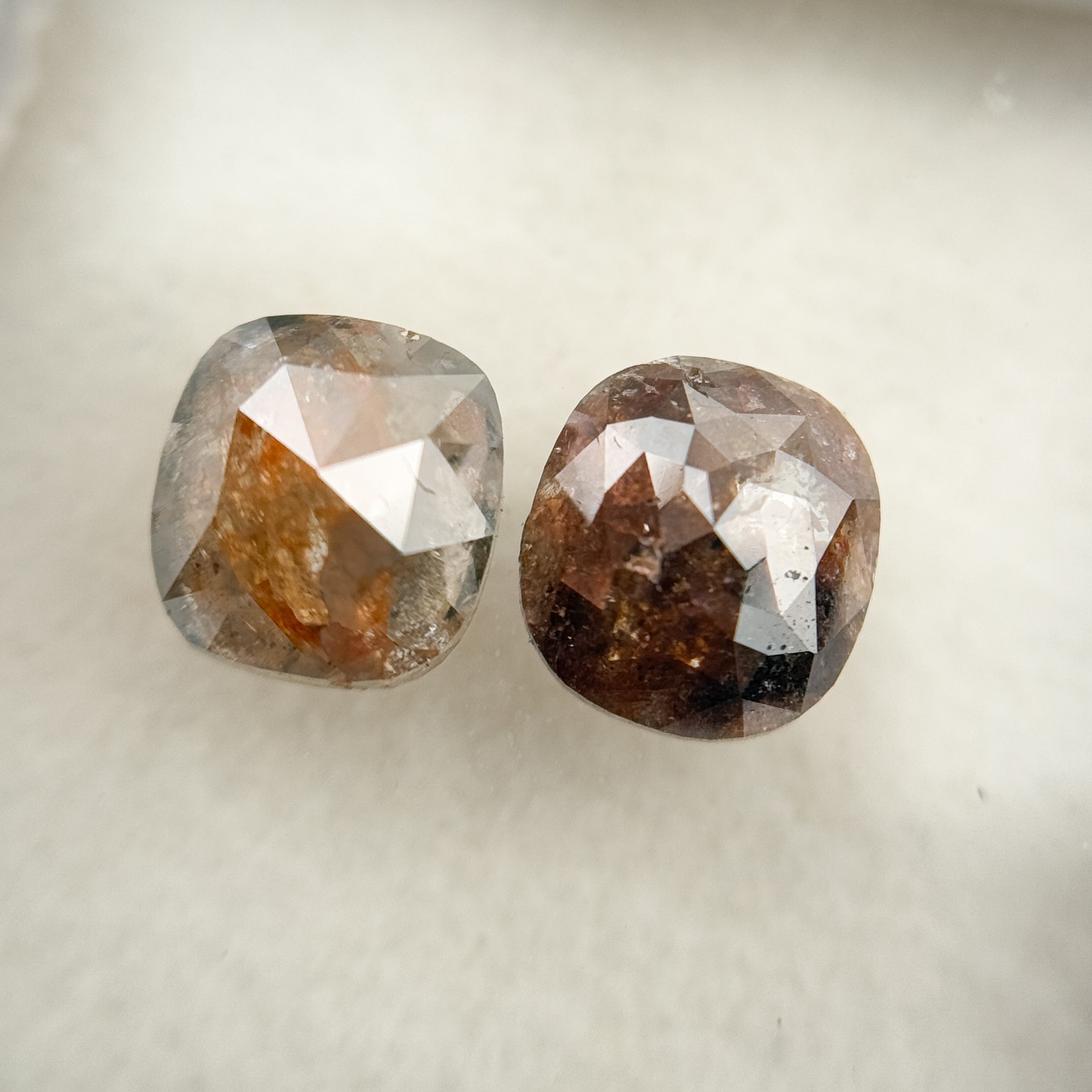 1.86 Ct Cushion Rose Cut Red Natural Salt and Pepper Diamond