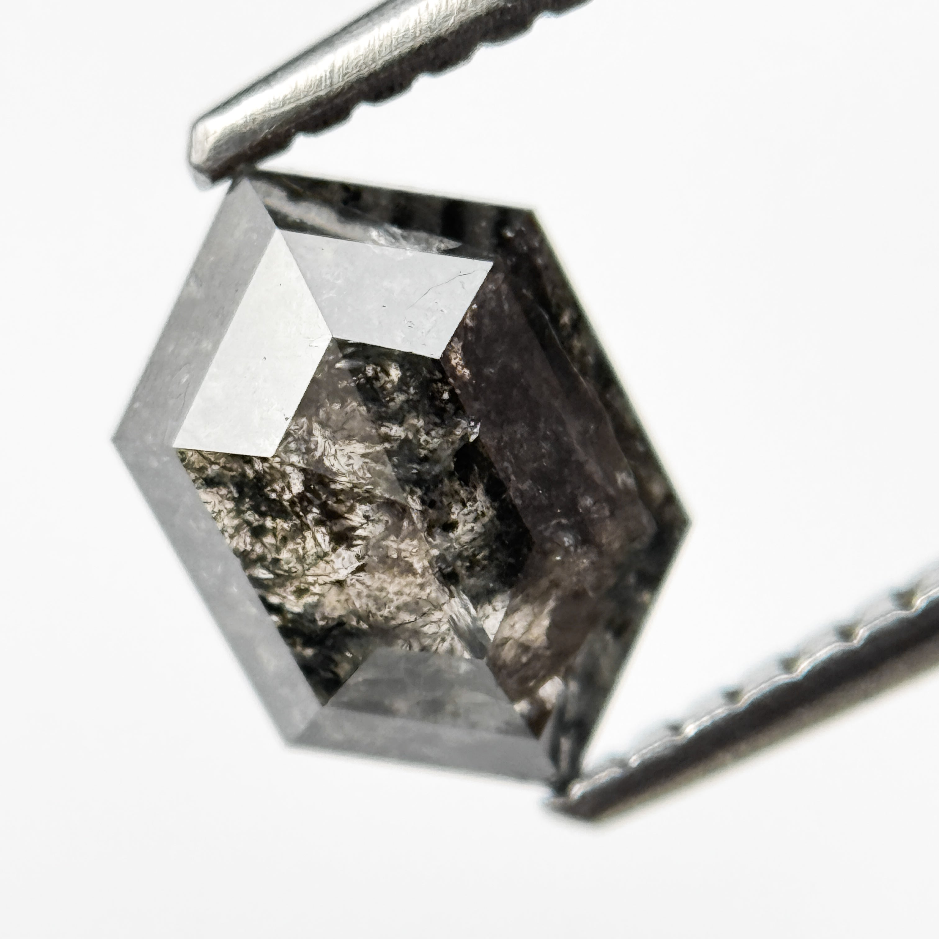 1.18 Ct Hexagon Rose Cut Grey Natural Salt and Pepper Diamond