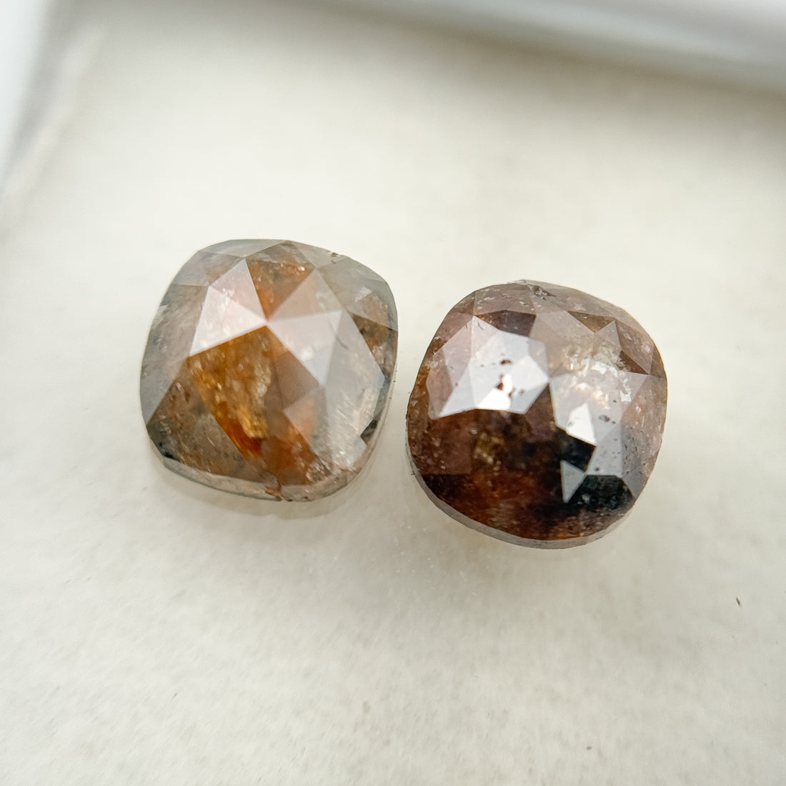 1.86 Ct Cushion Rose Cut Red Natural Salt and Pepper Diamond